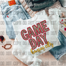 Load image into Gallery viewer, 30-29 Game Day Kansas City Embroidery Red Yellow Leopard Completed Tee
