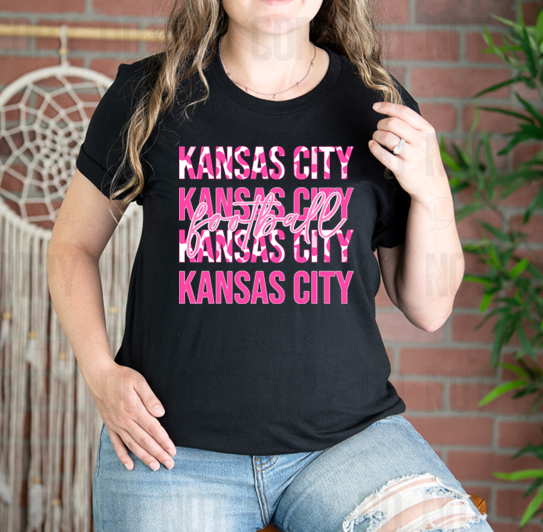 30-32 Kansas City Football Leopard Pink Completed Tee