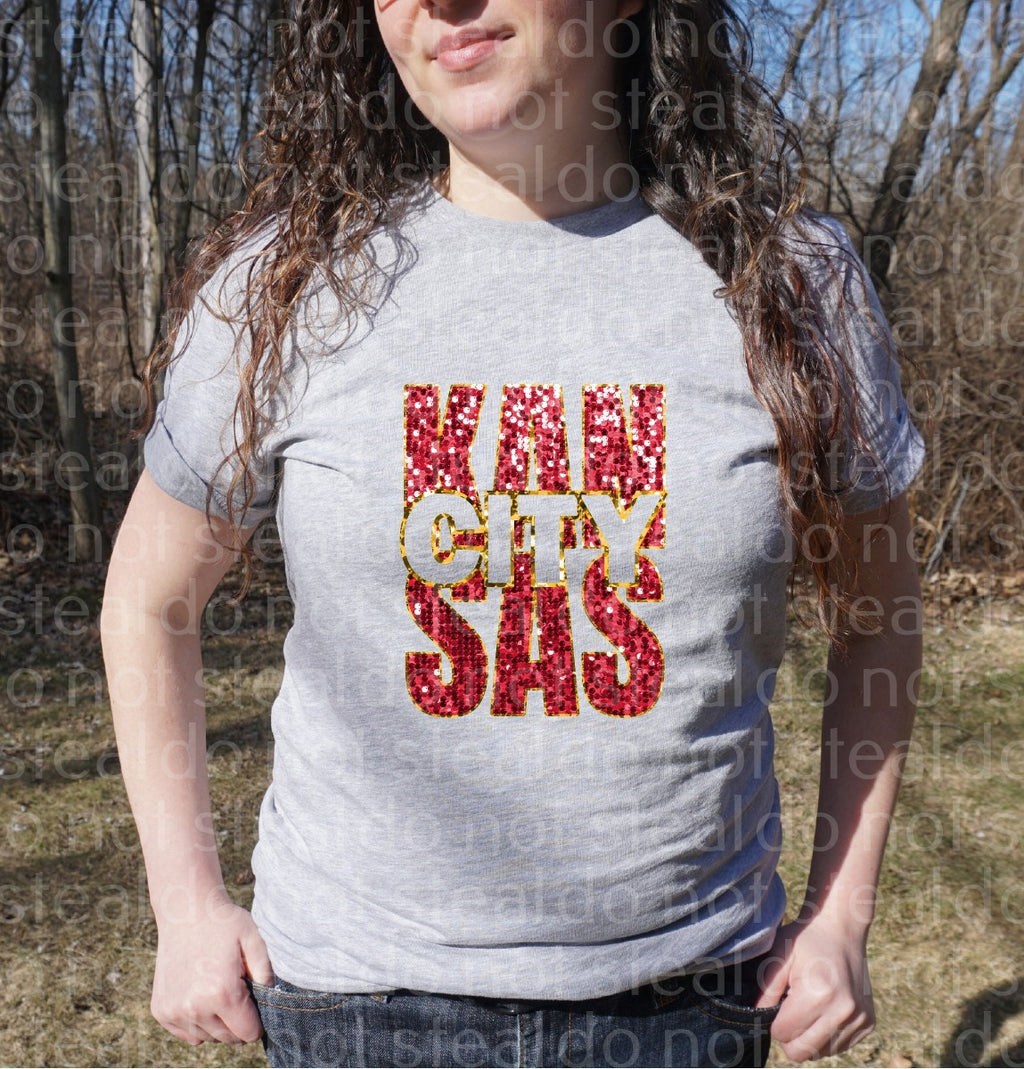 30-38 Kansas City Sequin DTF TRANSFER ONLY