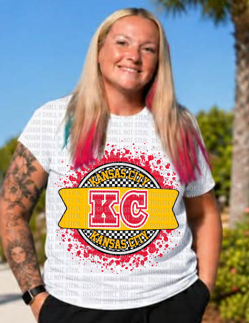 30-390 KC Kansas City - Checkered Circle Completed Tee