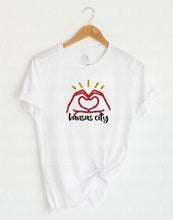 Load image into Gallery viewer, 30-51 KC Heart Hands Faux Glitter Completed Tee
