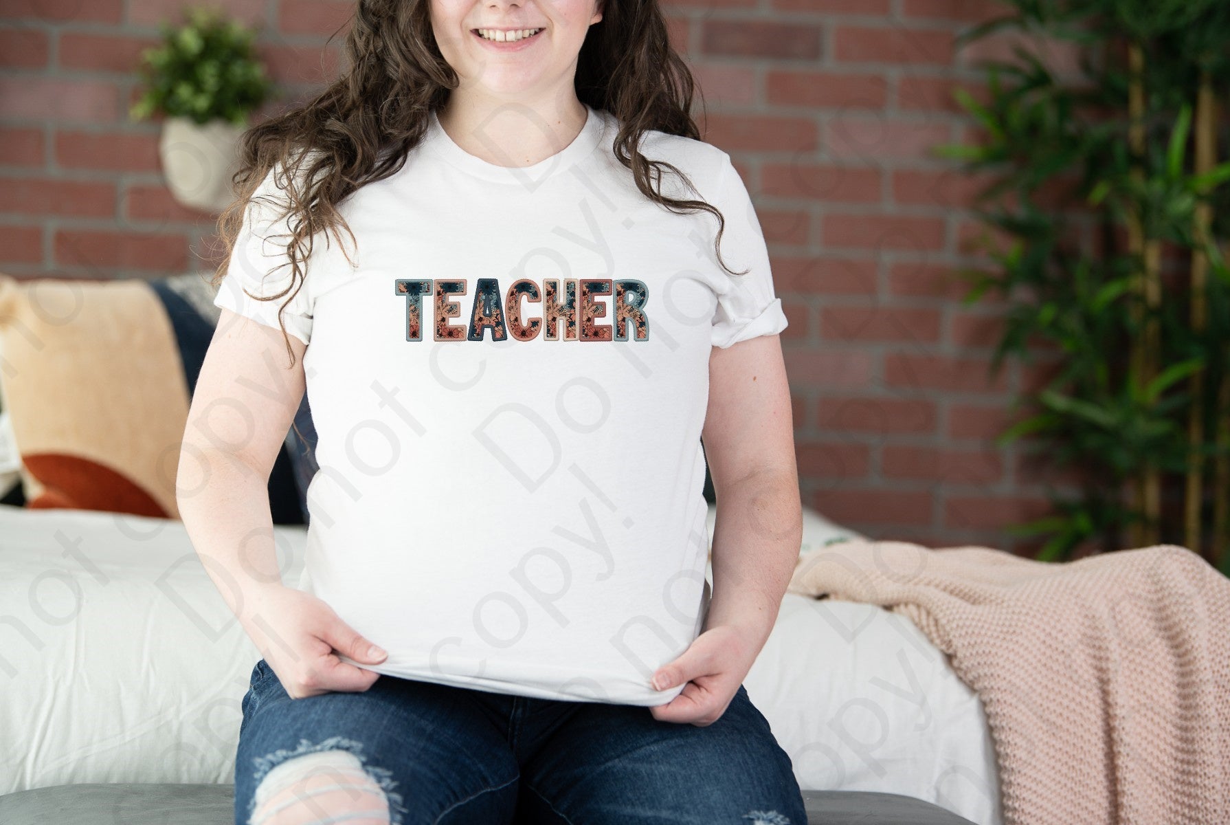 32-04 Teacher Dark Floral DTF TRANSFER ONLY