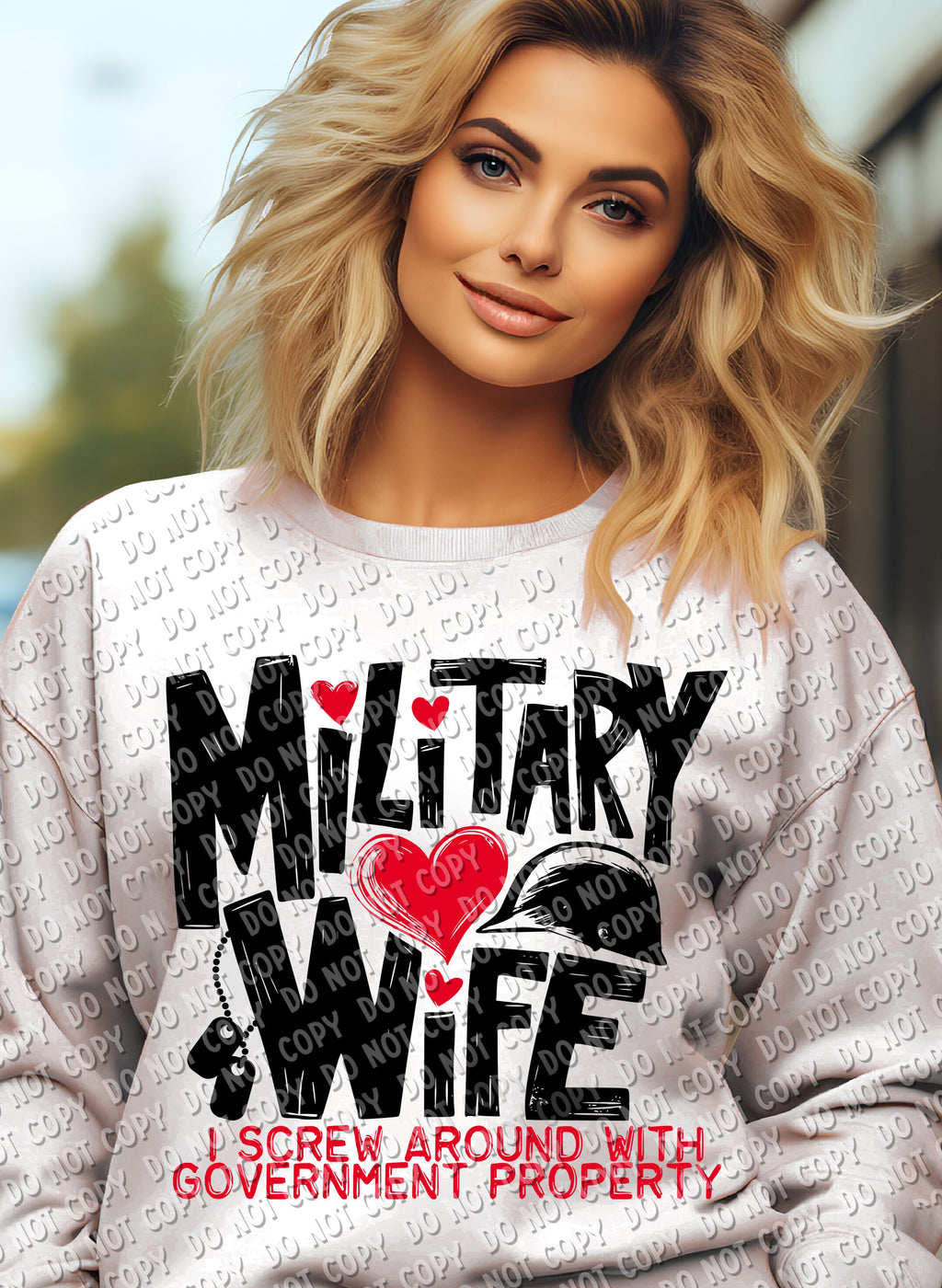 40-16 Military Wife - I screw around with Government Property Black Completed Tee