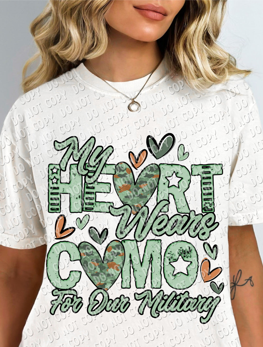 40-20 My Heart Wears Camo For Our Military Completed Tee