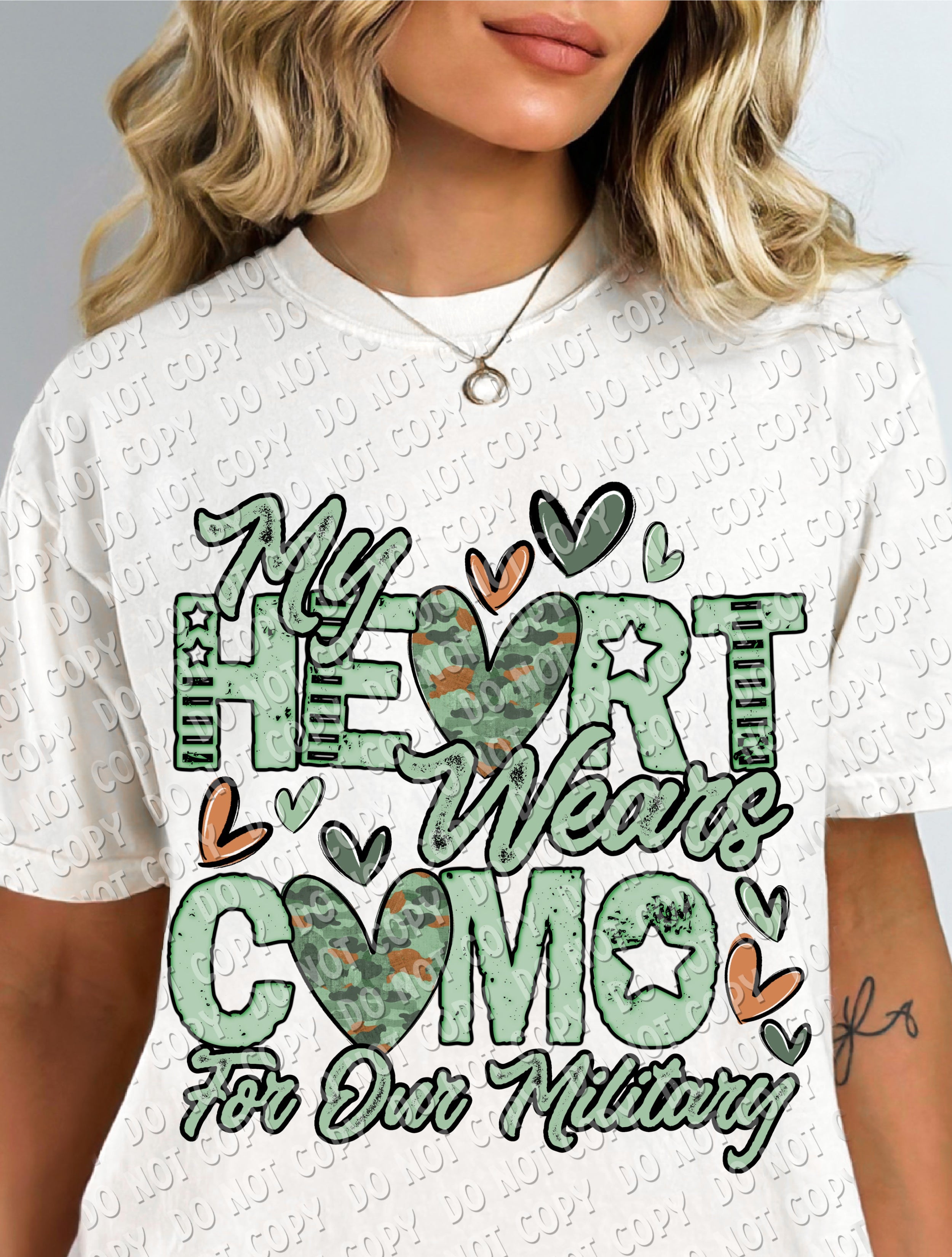 40-20 My Heart Wears Camo For Our Military Completed Tee