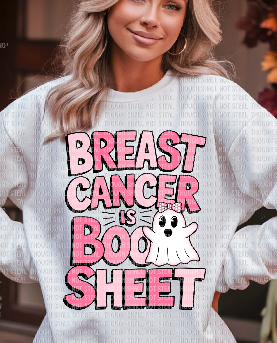 45-112 Breast Cancer is Boo Sheet Completed Tee