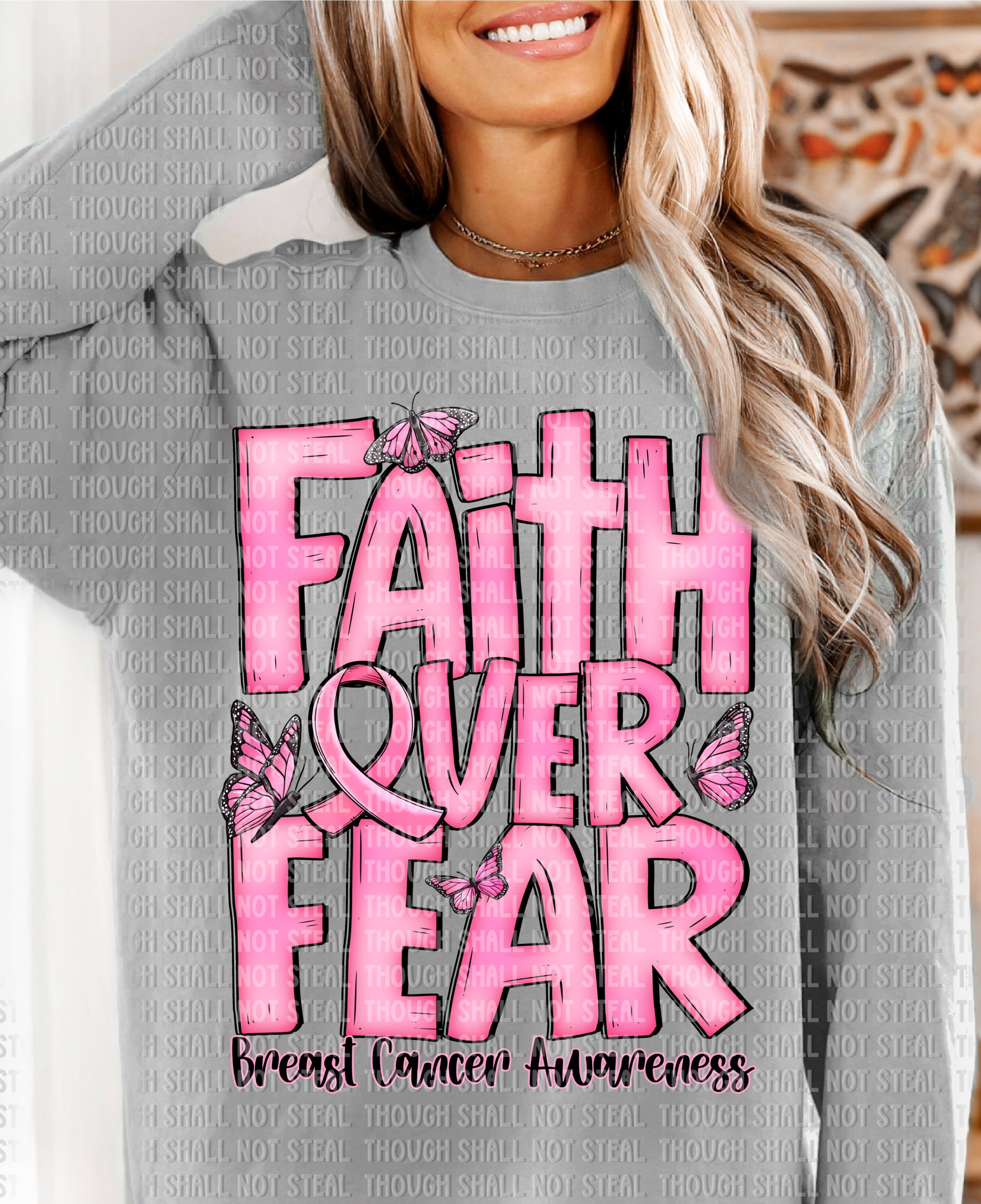 45-113 Breast Cancer - Faith over Fear DTF TRANSFER ONLY