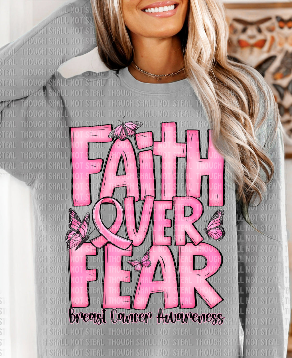 45-113 Breast Cancer - Faith over Fear Completed Tee