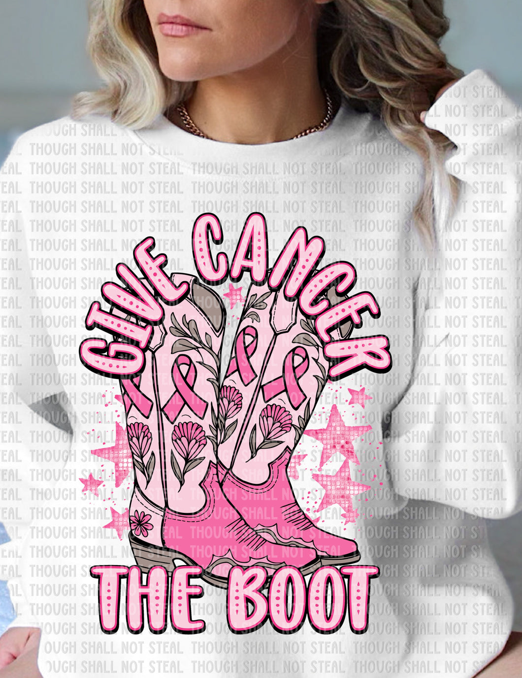 45-114 Give Cancer the Boot Completed Tee