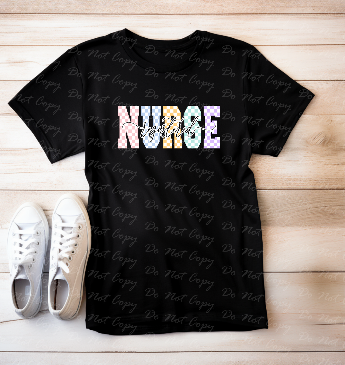 50-12 Registered Nurse Checkered DTF TRANSFER ONLY