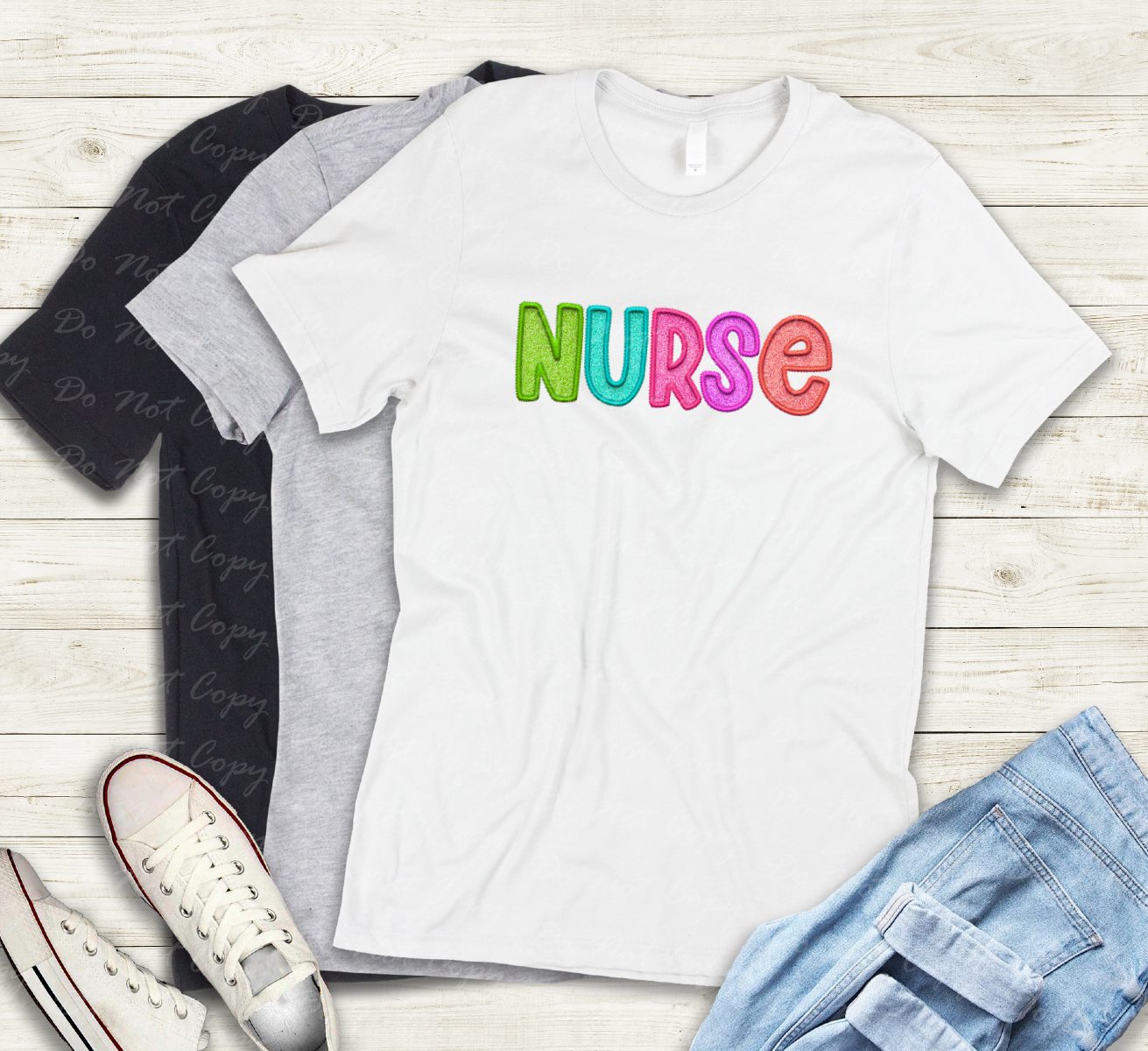 50-19 NURSE FAUX EMBROIDERY DTF TRANSFER ONLY