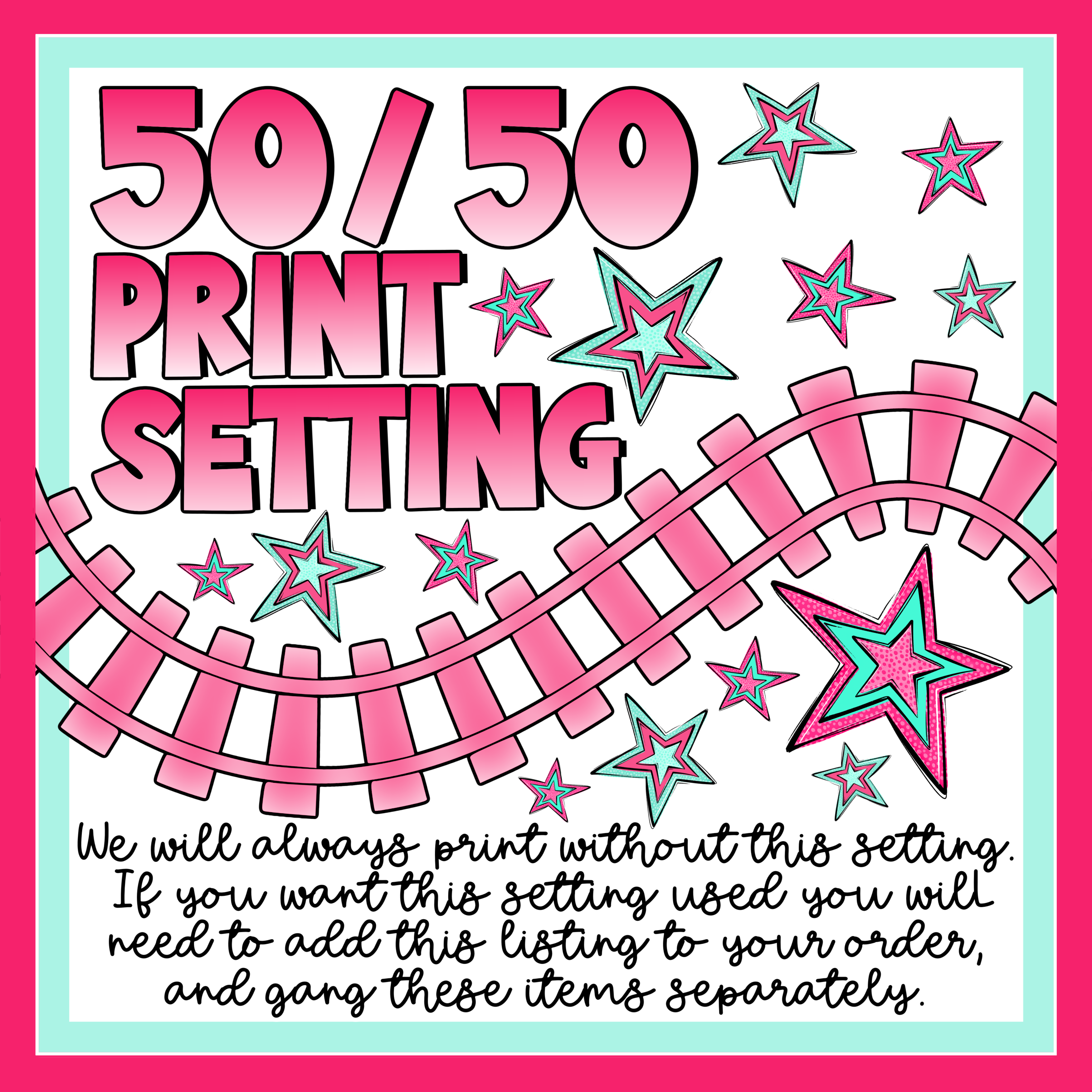 50/50 Print Setting for Faux Embroidery & Faux Sequin- See Description For Details