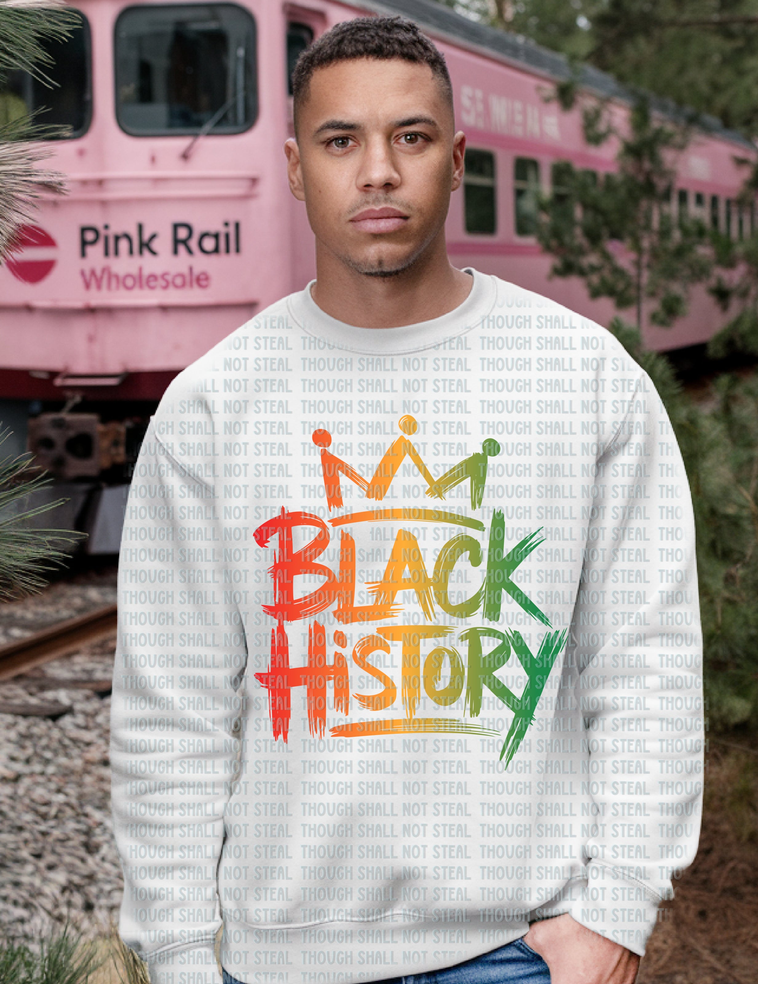 54-01 B Colored - Black History Brush Design DTF TRANSFER ONLY