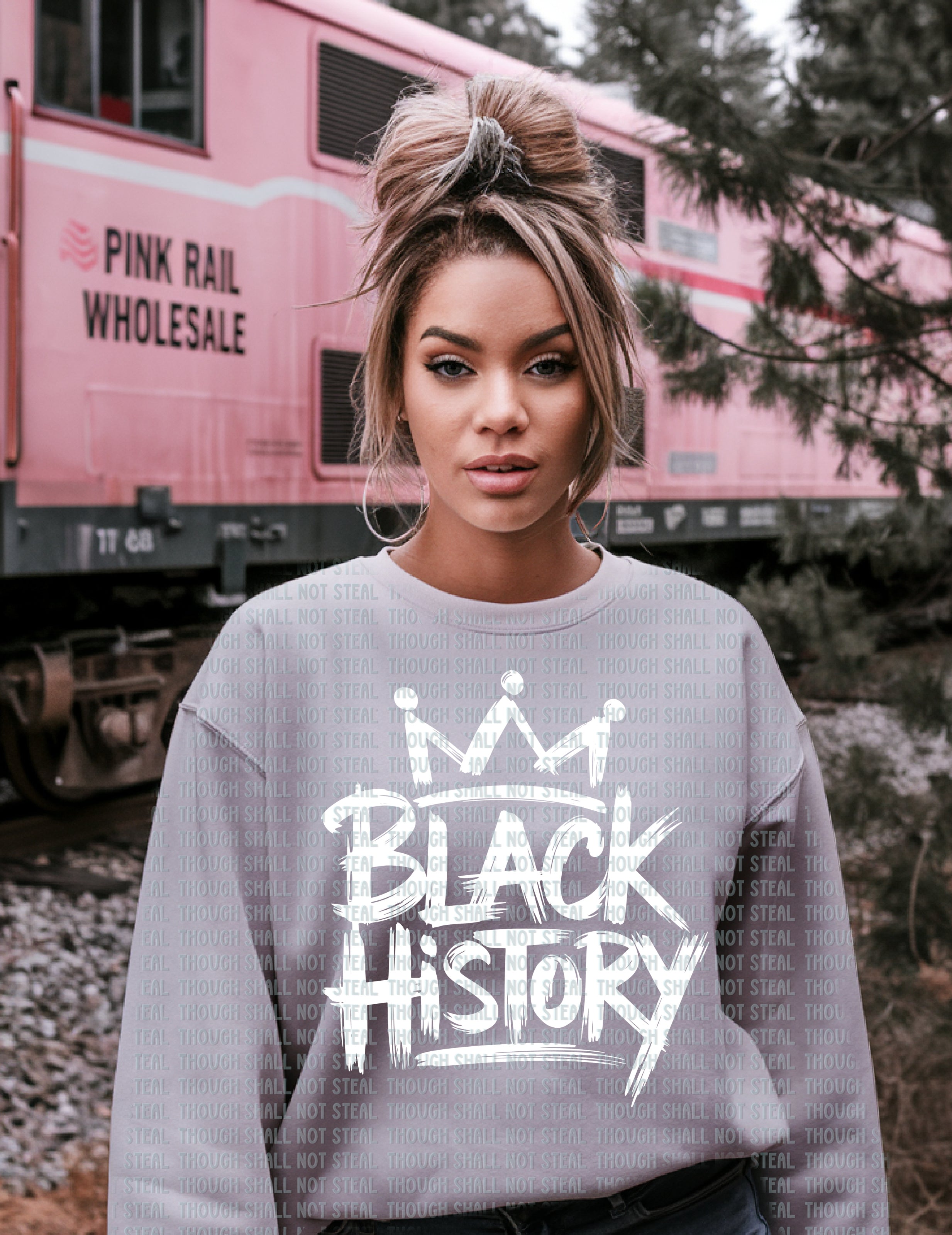 54-01 C White - Black History Brush Design DTF TRANSFER ONLY