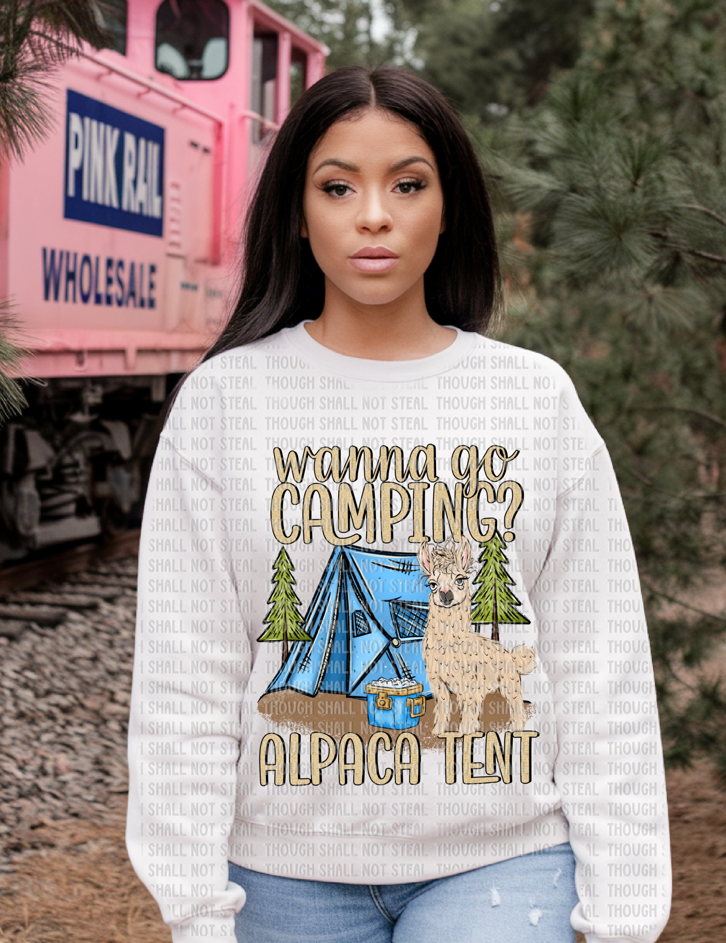 55-42 Wanna Go Camping_ Alpaca Tent DTF TRANSFER ONLY
