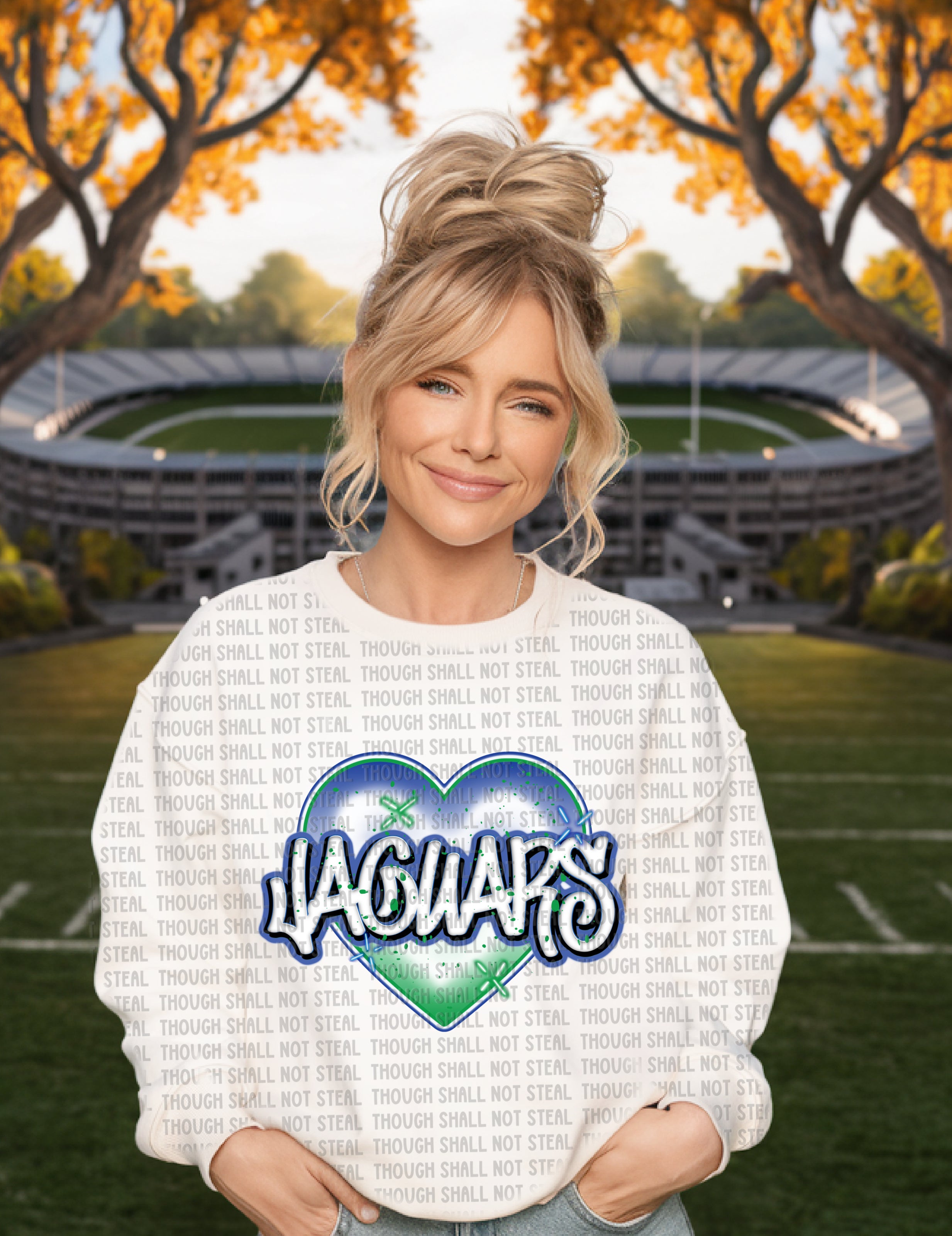 58-14 Graffiti Heart- Jaguars DTF TRANSFER ONLY