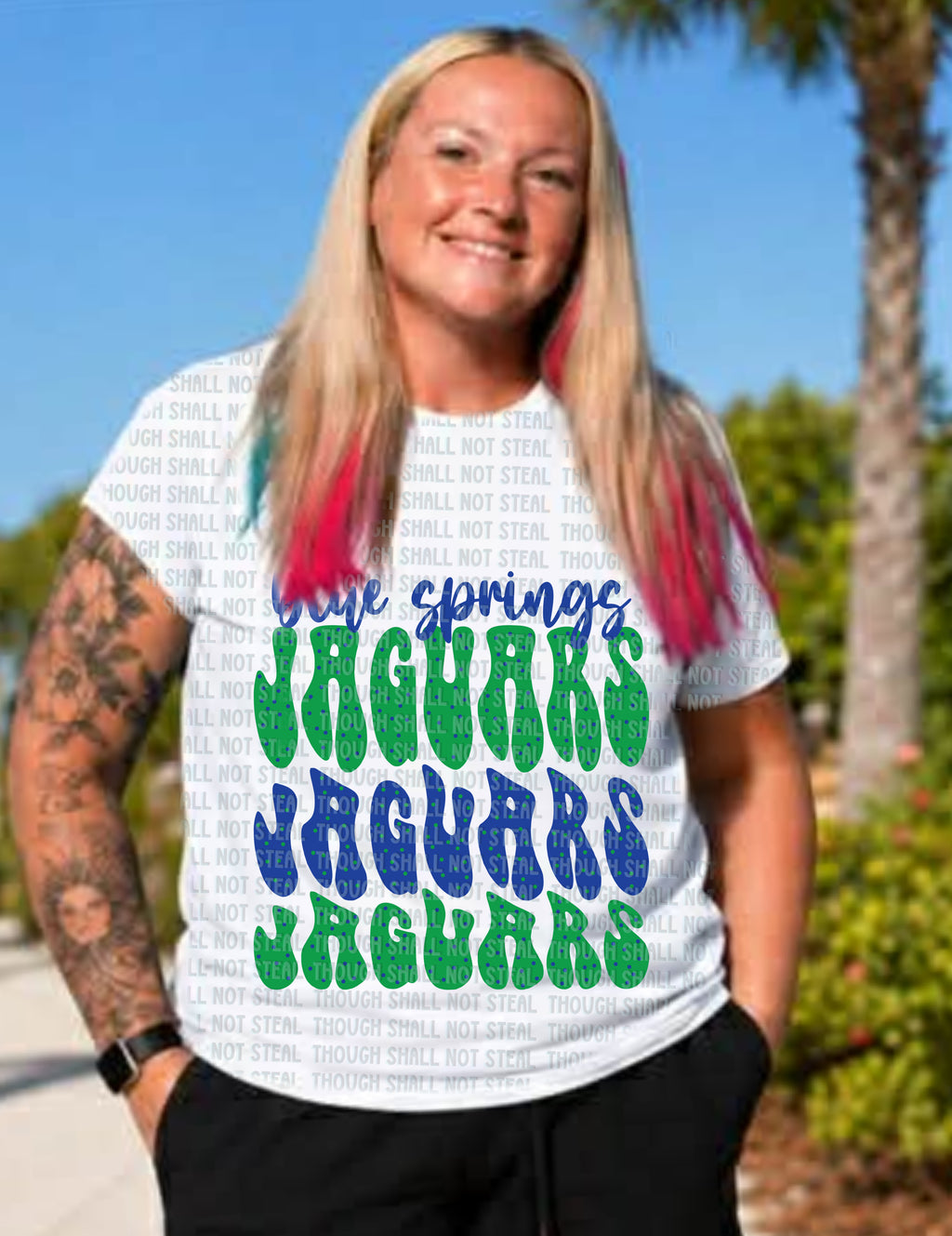 58-39 Blue Springs Jaguars -wavy text Completed Tee