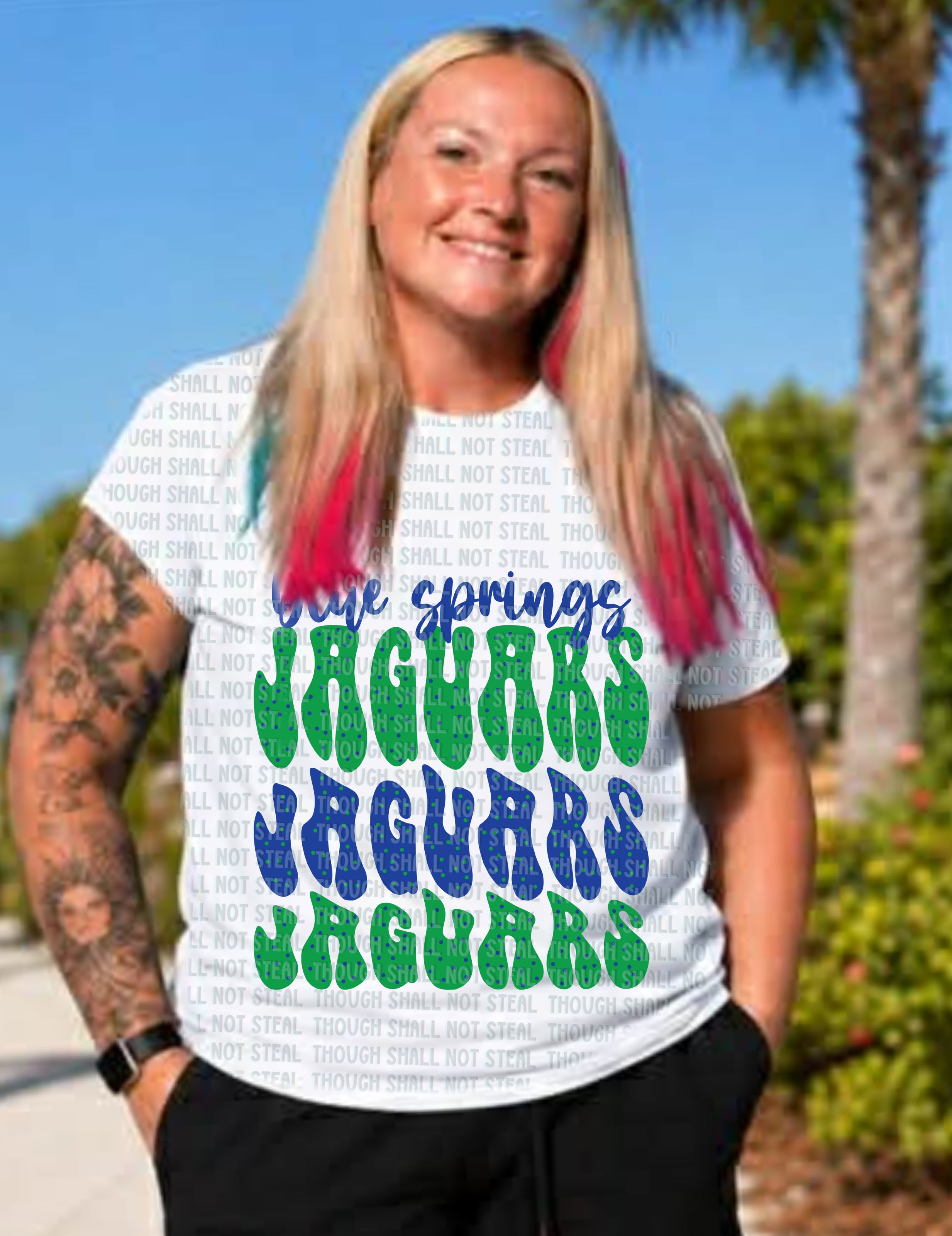 58-39 Blue Springs Jaguars -wavy text Completed Tee