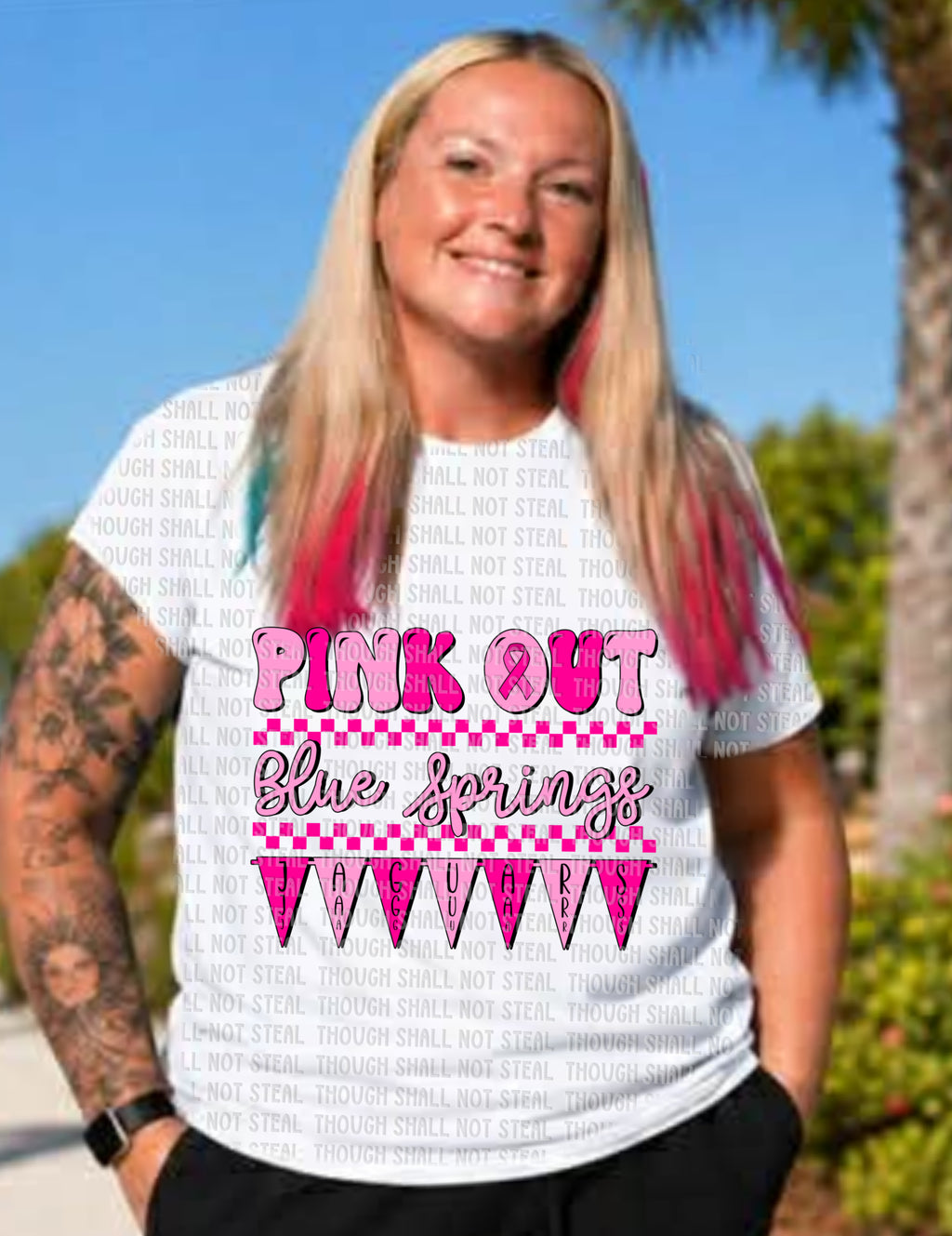 58-41 Blue Springs Jaguars - Pink Out Schools Completed Tee