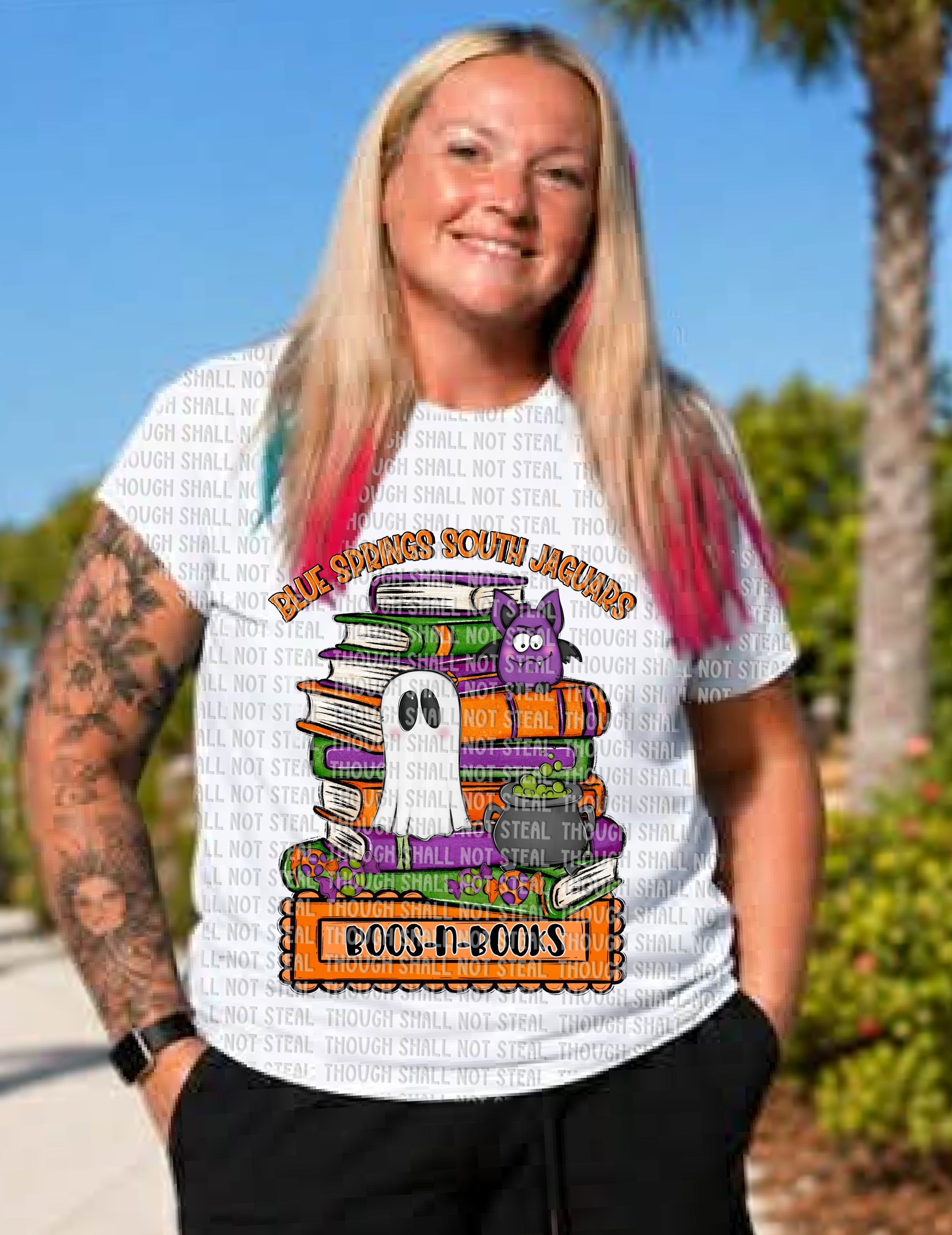 58-48 Blue Springs South Jaguars Boos‑n‑Books Completed Tee
