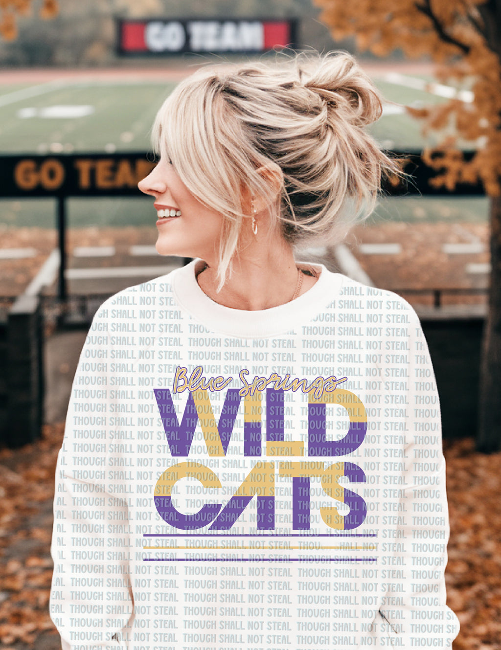59-25 Blue Springs Wildcats -2 tone Retro Completed Tee