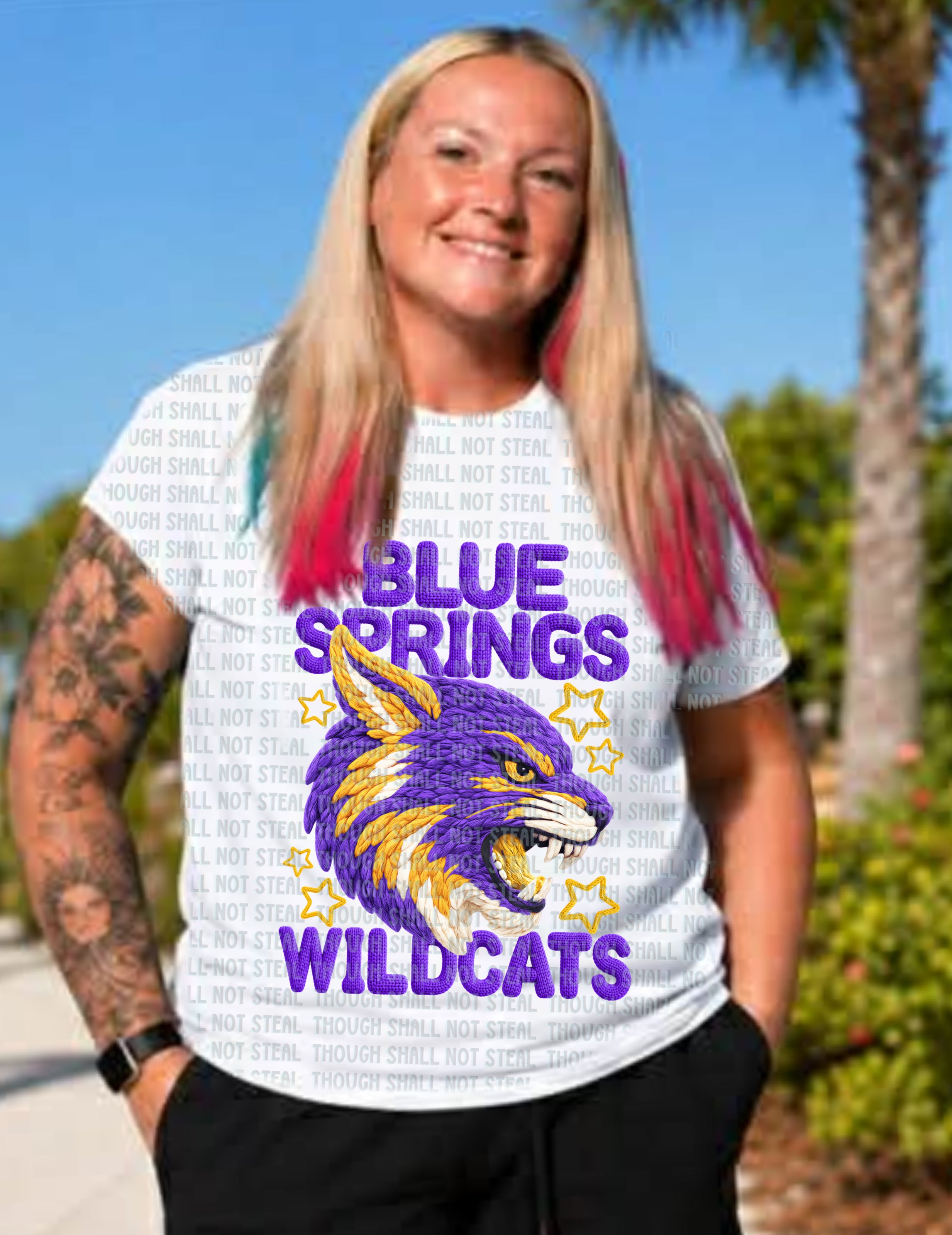 59-38 Blue Springs Wildcats - Yarn Mascots DTF TRANSFER ONLY