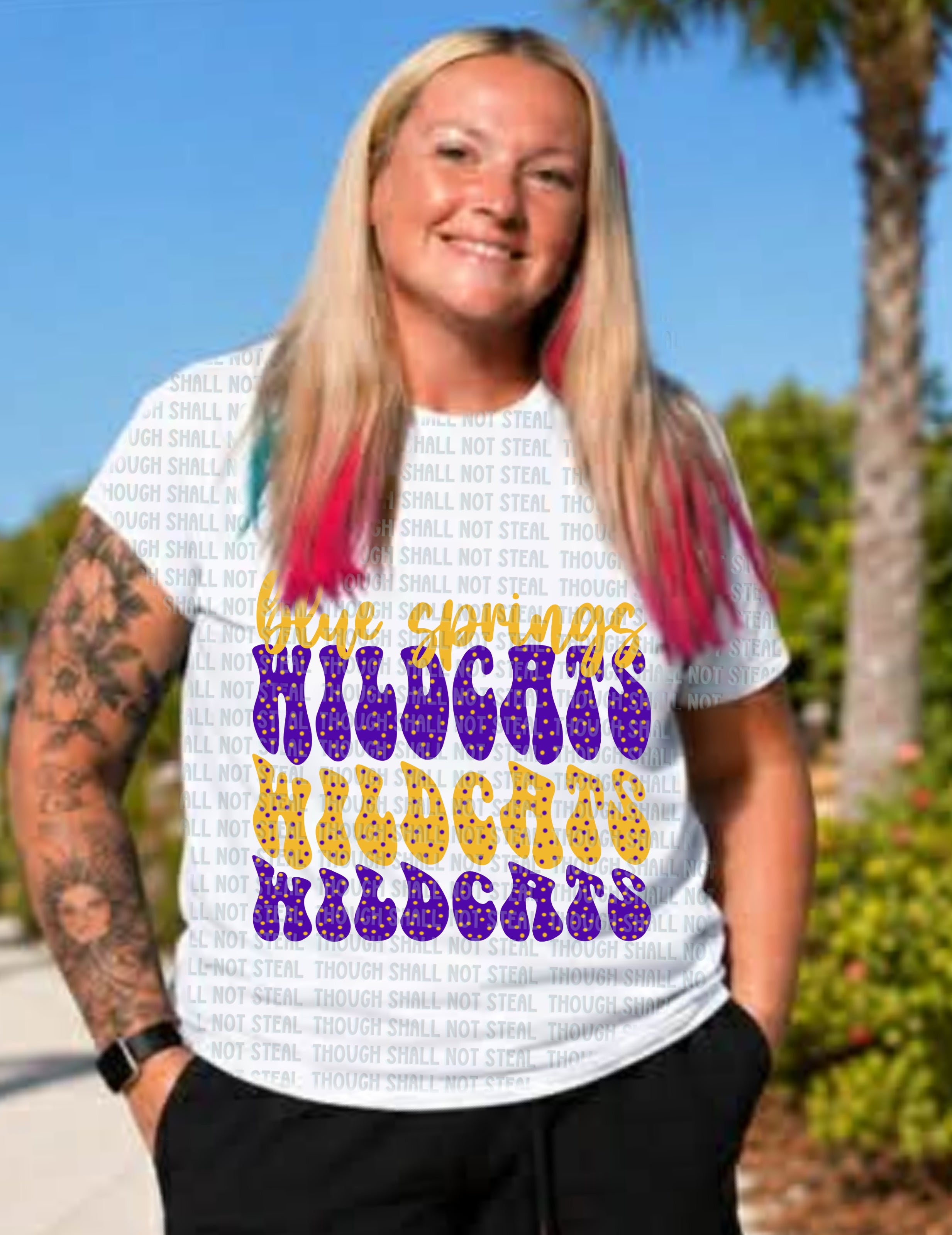 59-39 Blue Springs Wildcats - wavy text  DTF TRANSFER ONLY