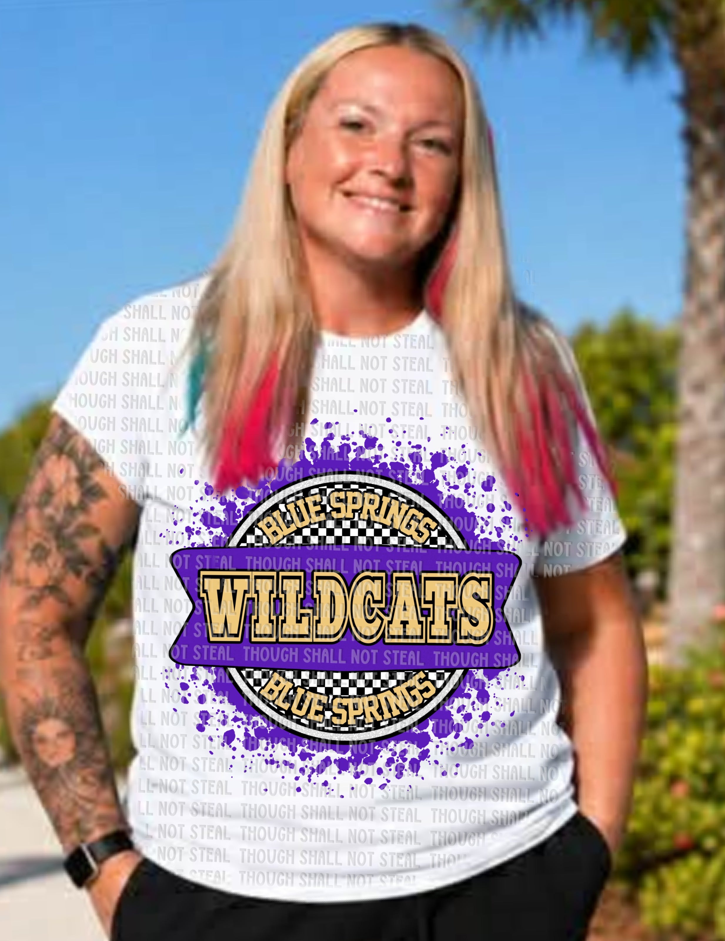 59-40 Blue Springs Wildcats - Checkered Circle  DTF TRANSFER ONLY
