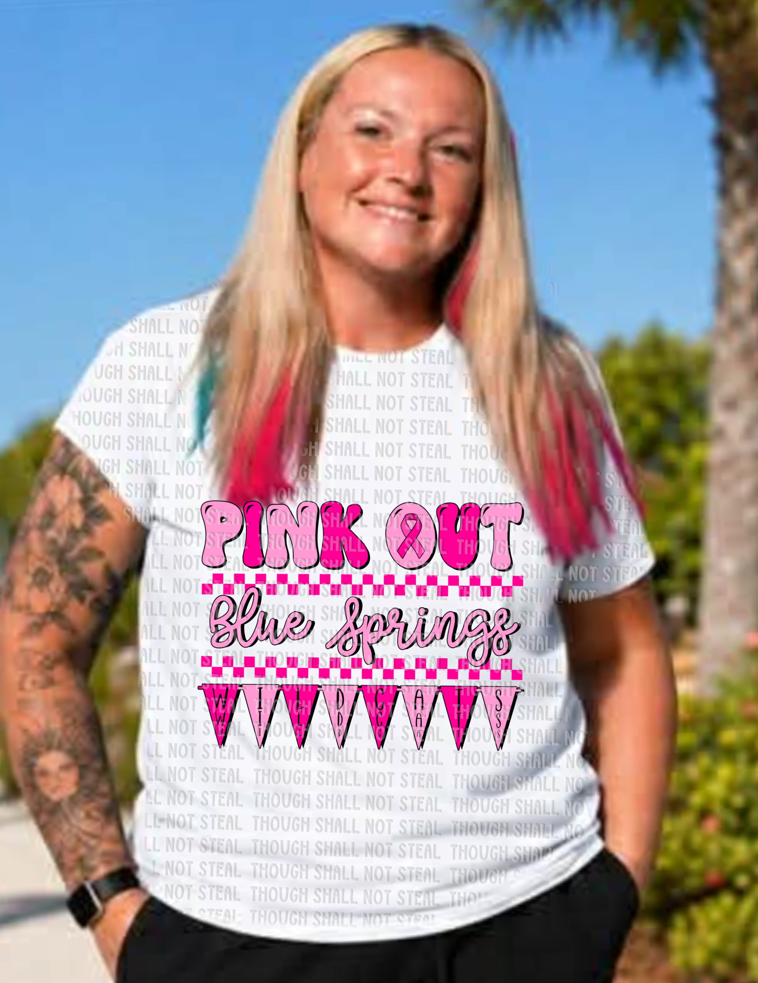 59-41 Blue Springs Wildcats - Pink Out Schools Completed Tee