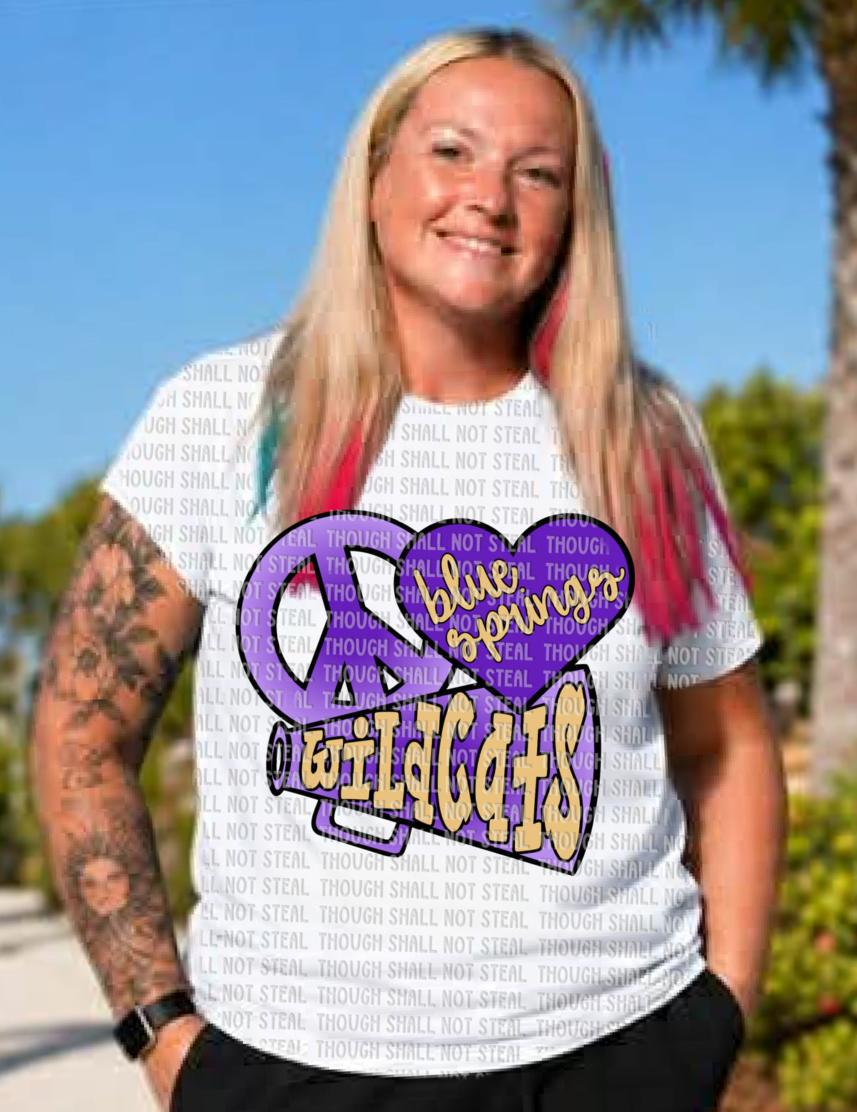 59-49 Peace and Love Blue Springs Wildcats Completed Tee