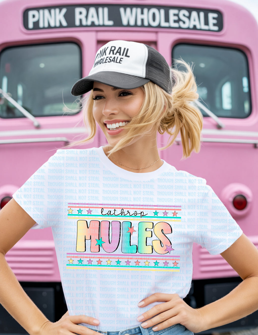 60-19 Lathrop Mules - Pastel Stars tee