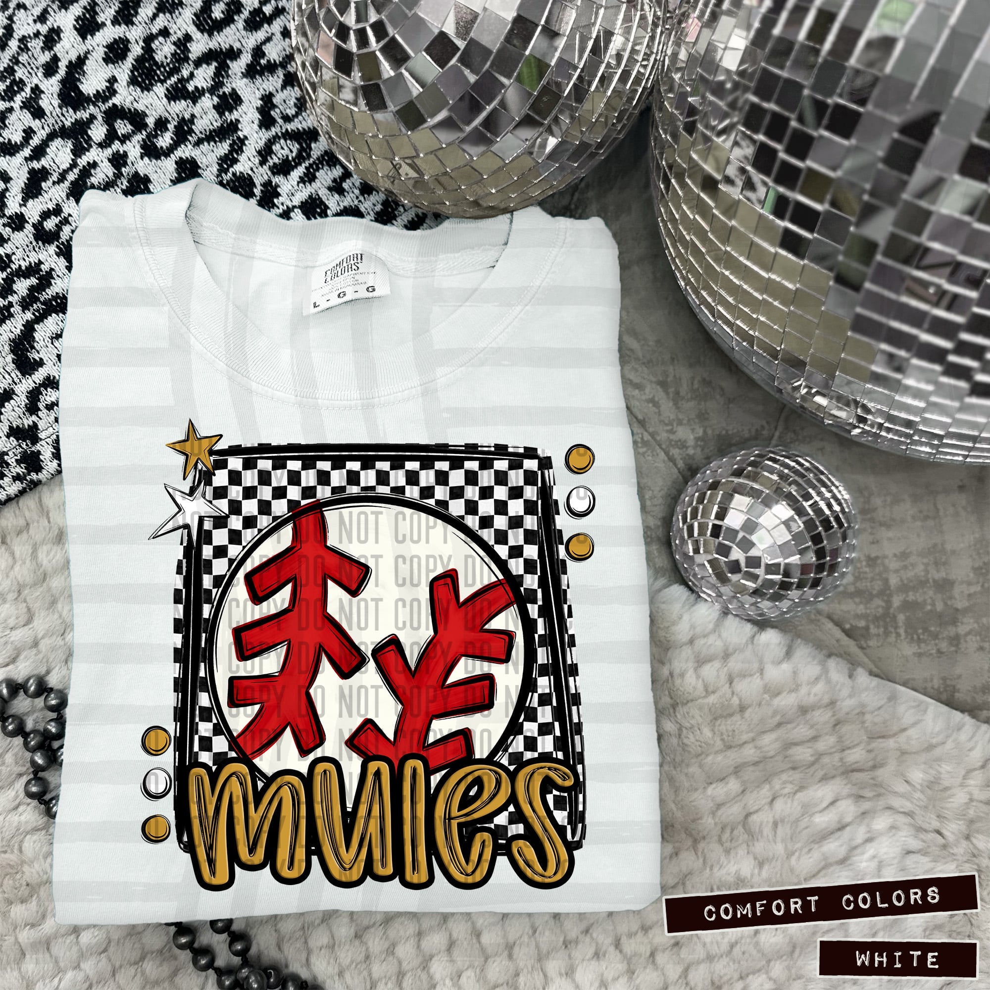 60-20 Mules Black & White Checkered DTF TRANSFER ONLY