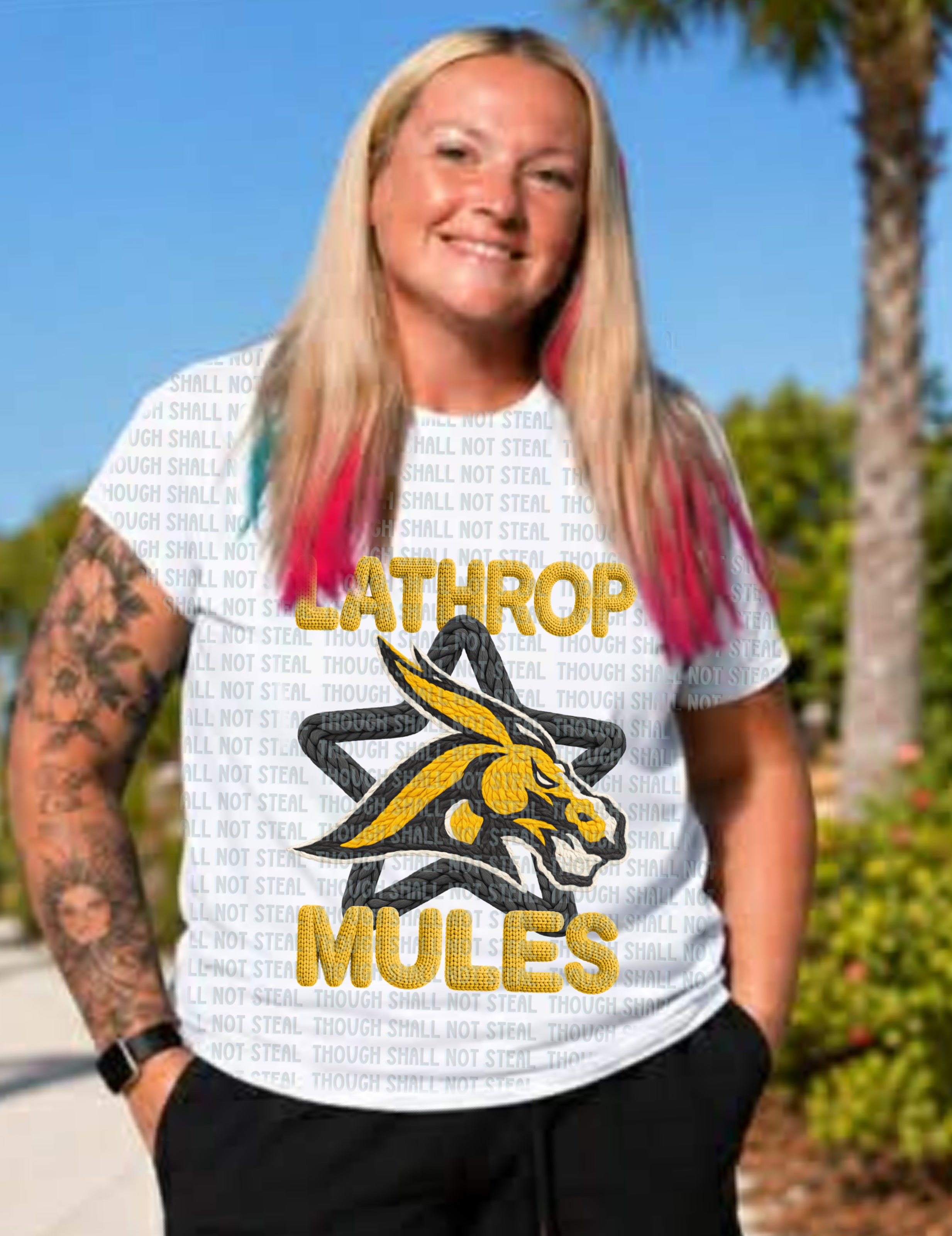 60-30 Lathrop Mules - Yarn Mascots Completed Tee