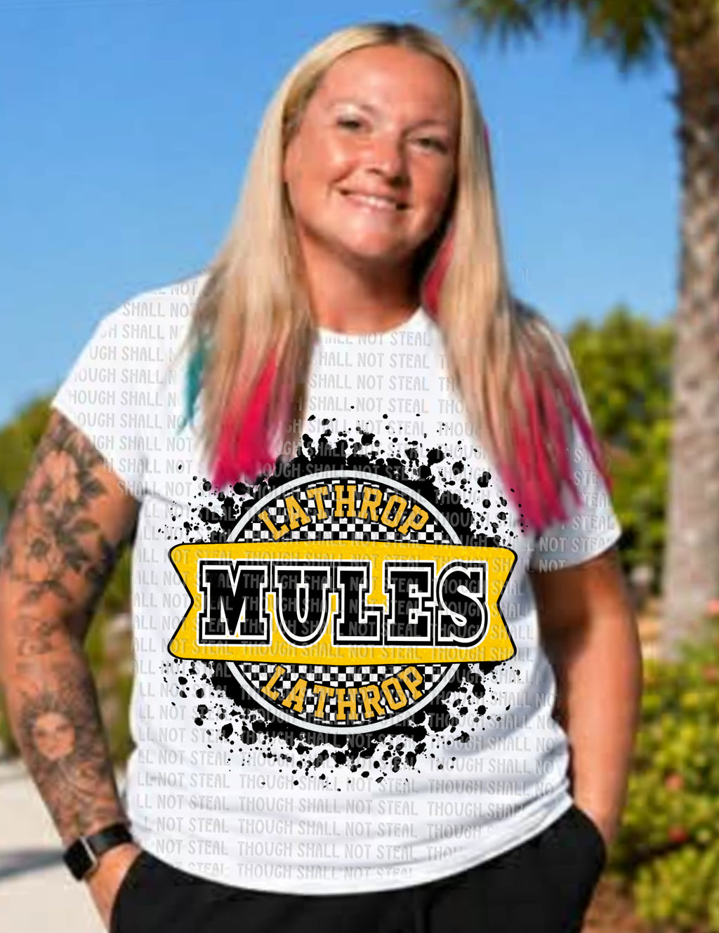 60-32 Lathrop Mules - Checkered Circle Completed Tee