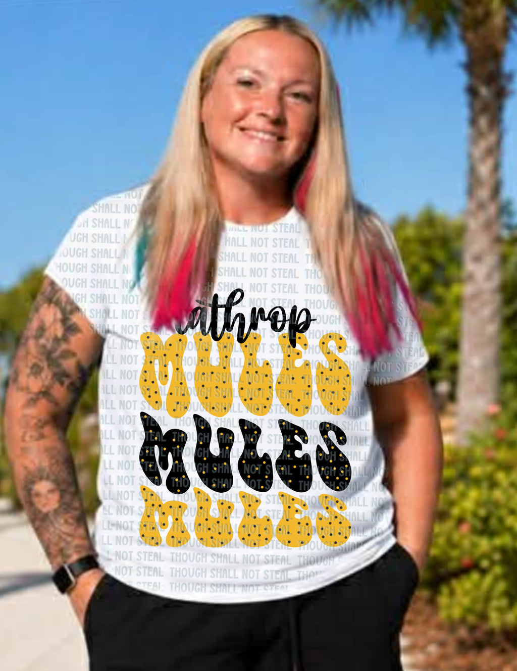 60-31 Lathrop Mules - wavy text Completed Tee