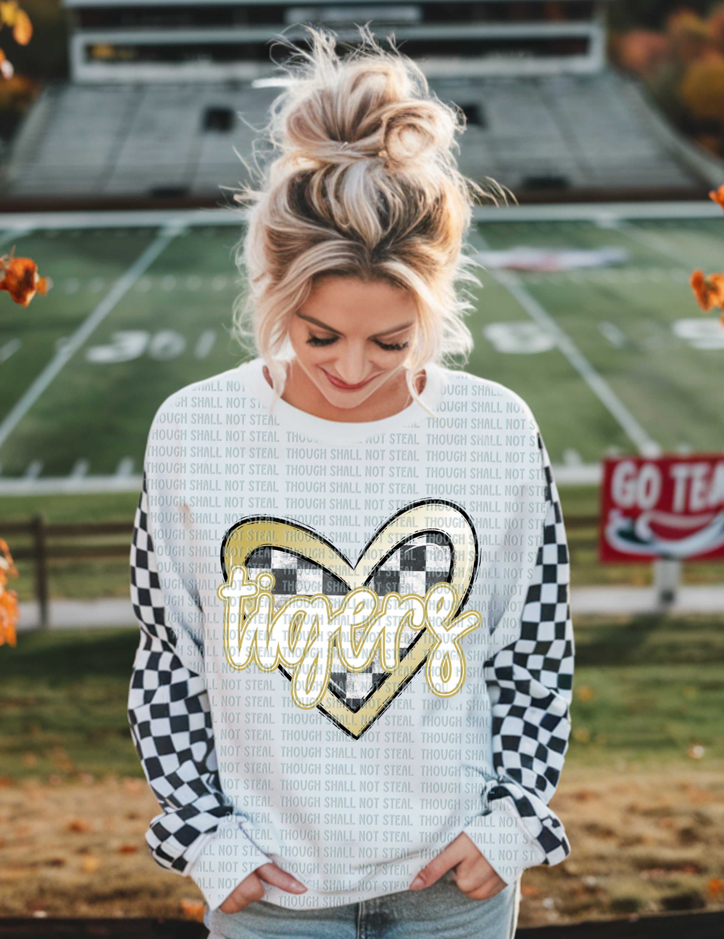 61-06 Lee's Summit Tigers - Checkered Heart DTF TRANSFER ONLY