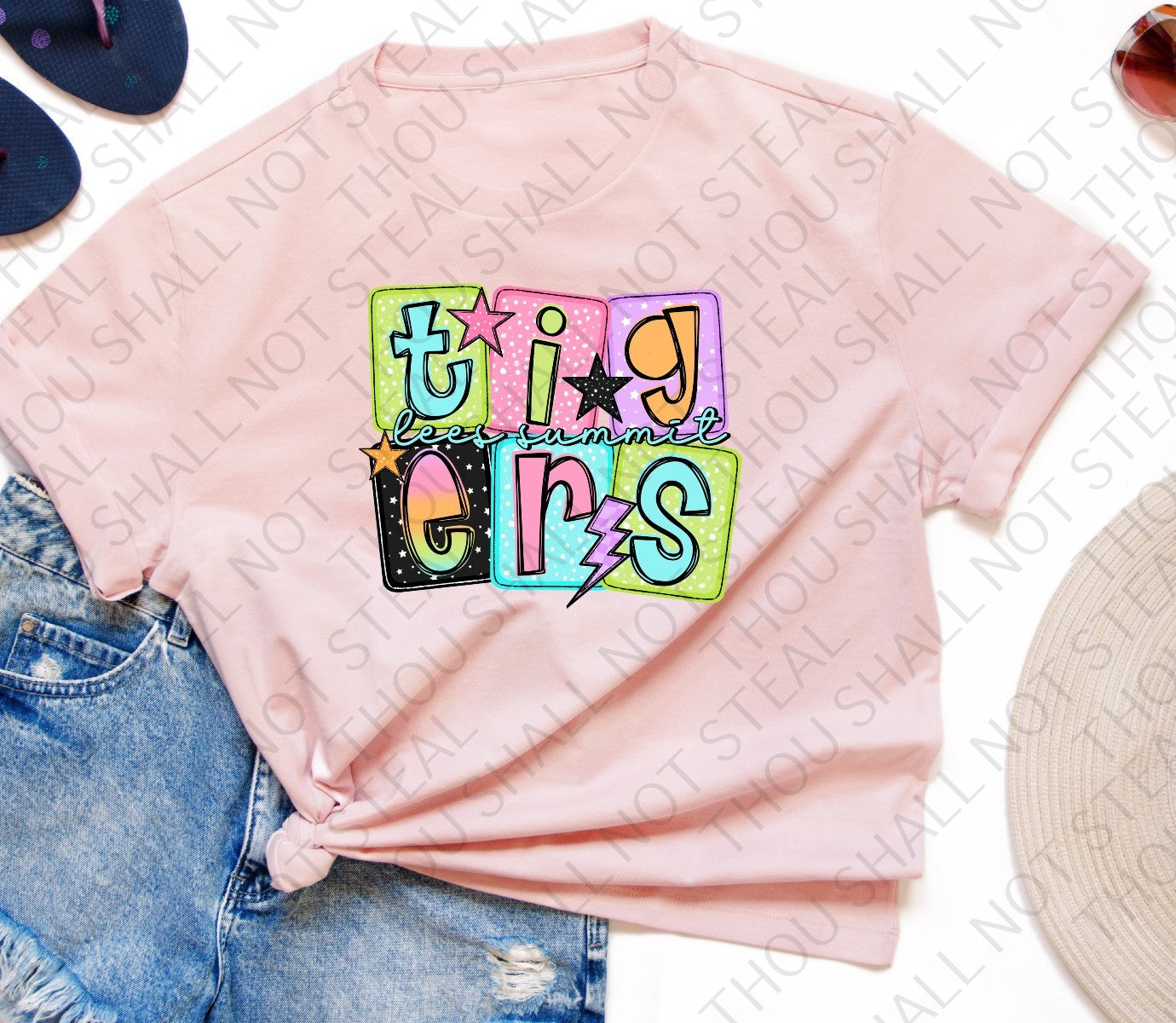 61-10 Lee's Summit High School Tigers Block Words DTF TRANSFER ONLY