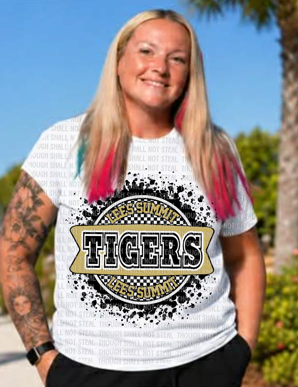 61-40 Lee_s Summit Tigers - Checkered Circle Completed Tee
