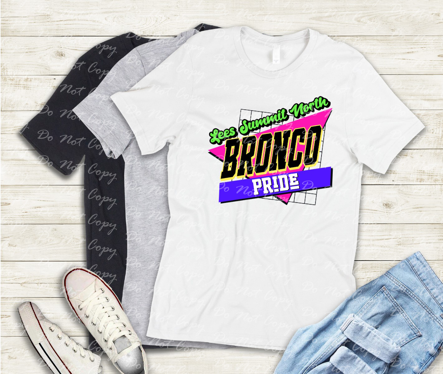 62-01 Lees Summit North Bronco Pride Retro Completed Tee