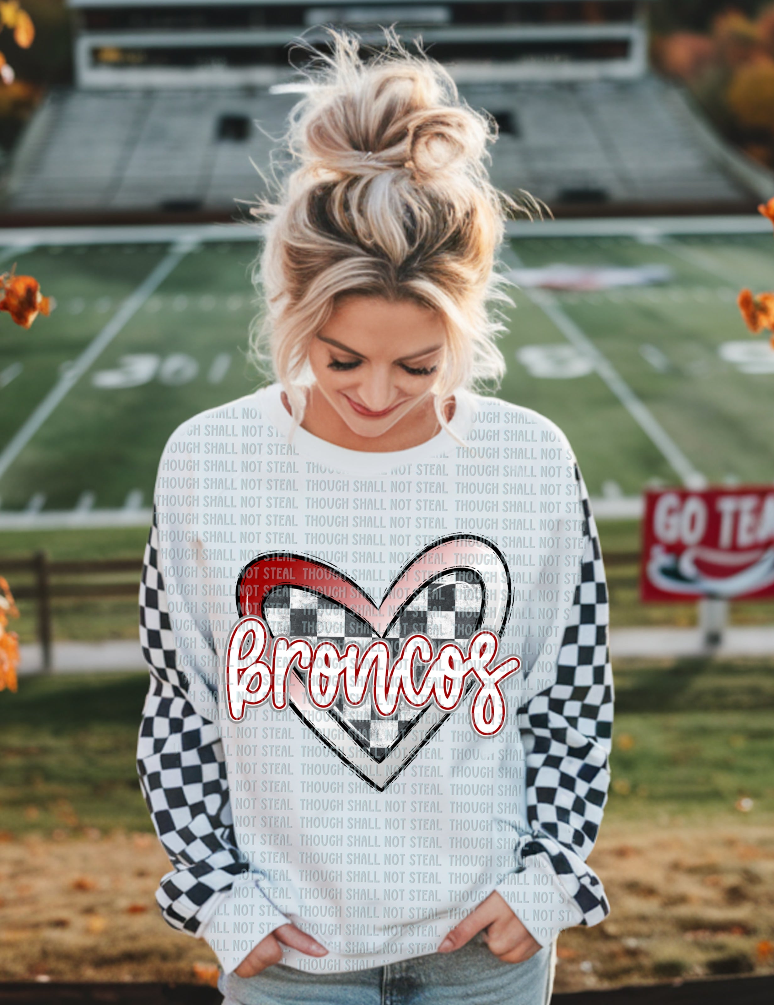 62-06 Lee's Summit North Broncos - Checkered Heart Mock