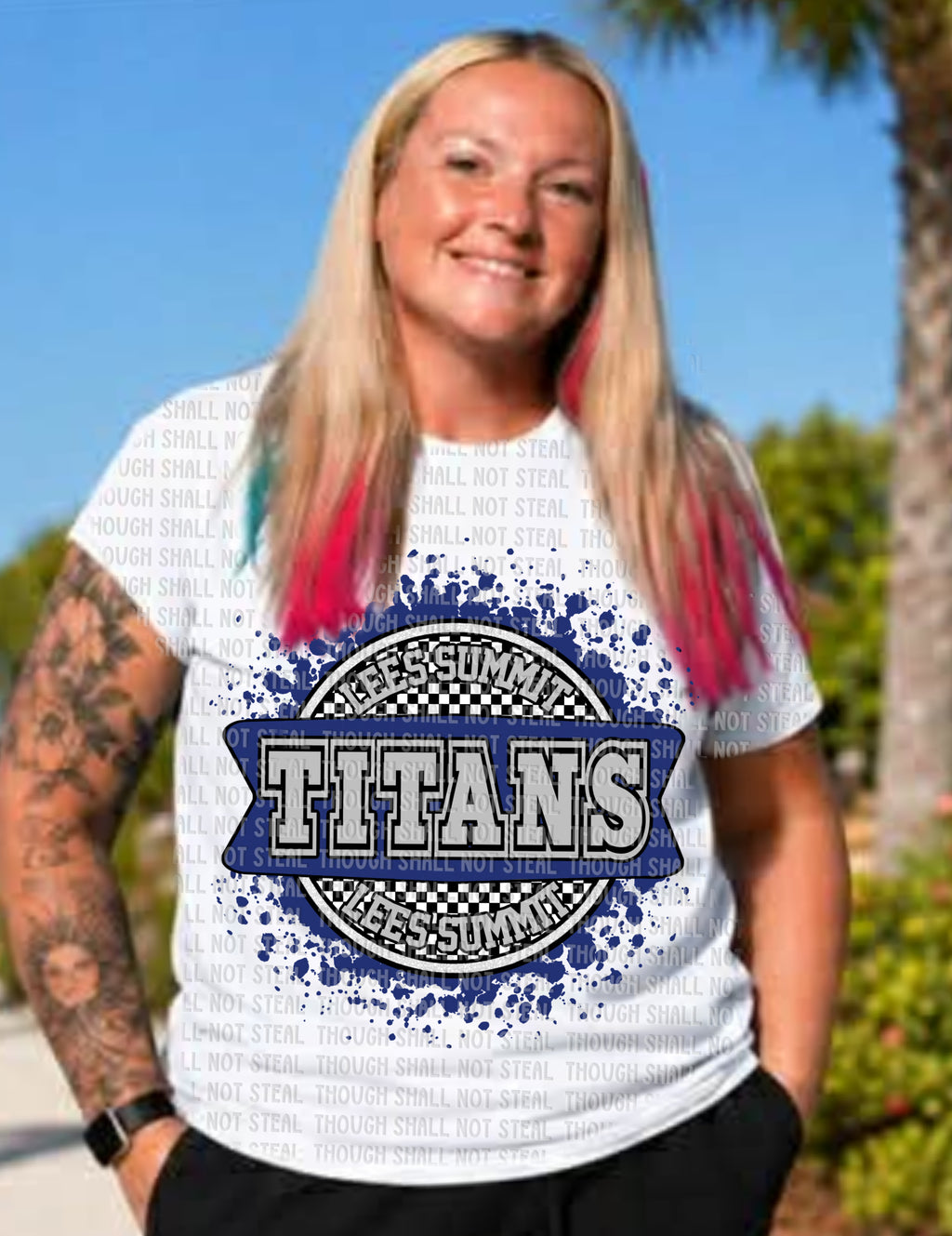 63-40 Lee_s Summit Titans - Checkered Circle Completed Tee