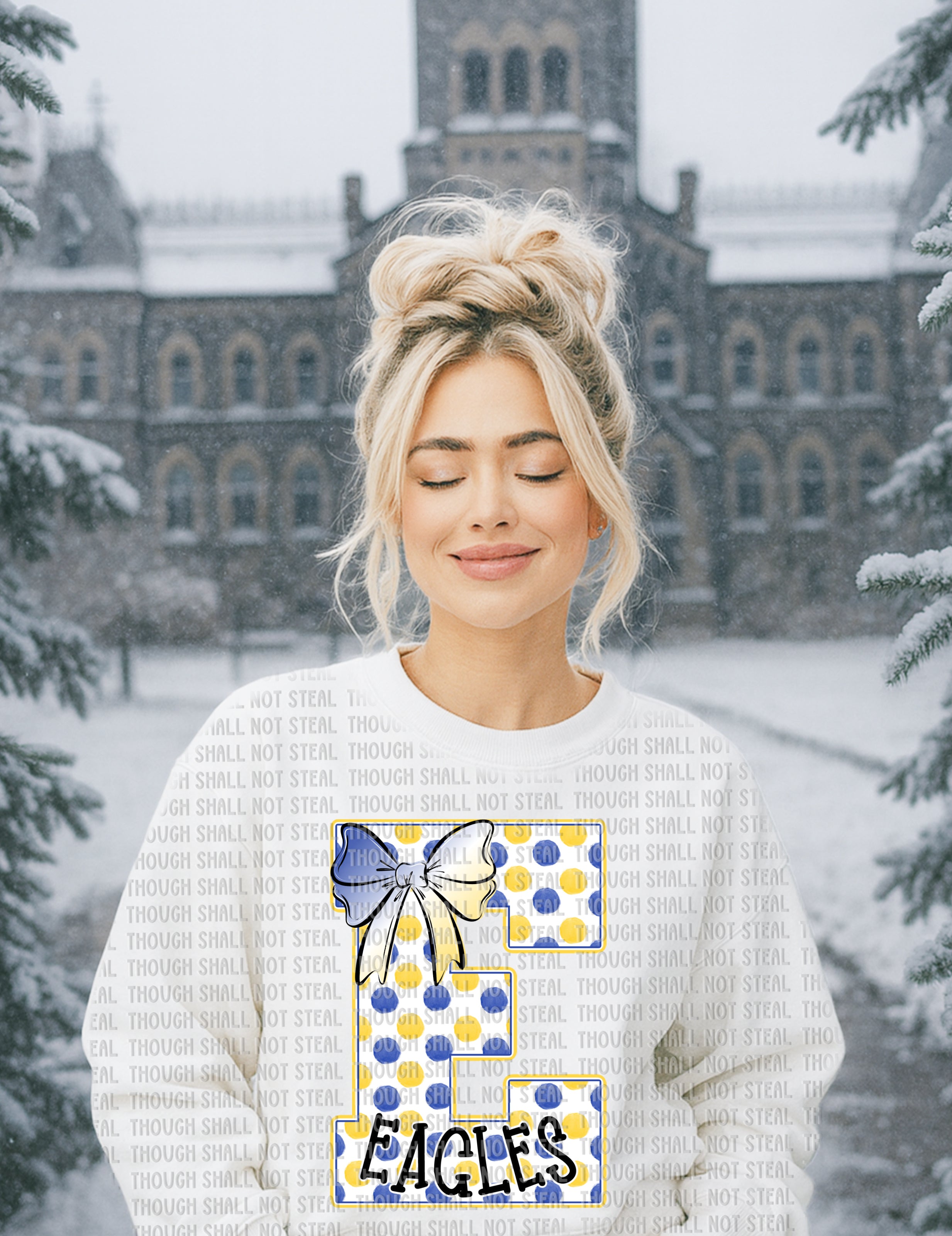 64-16 Eagles Polka Initial DTF TRANSFER ONLY