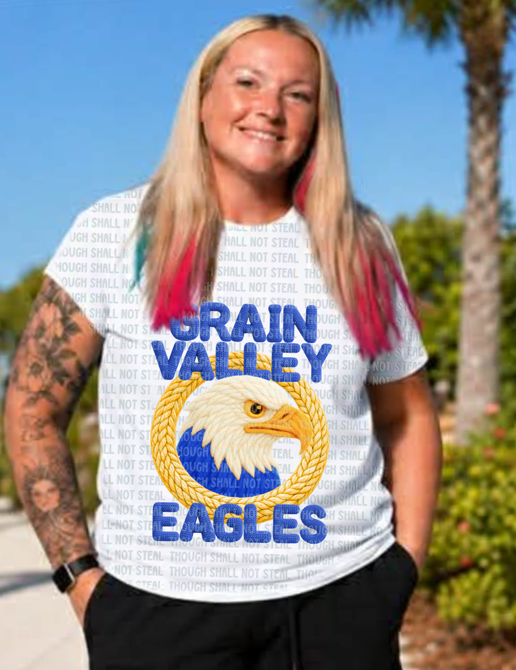 64-30 Grain Valley Eagles - Yarn Mascots Completed Tee