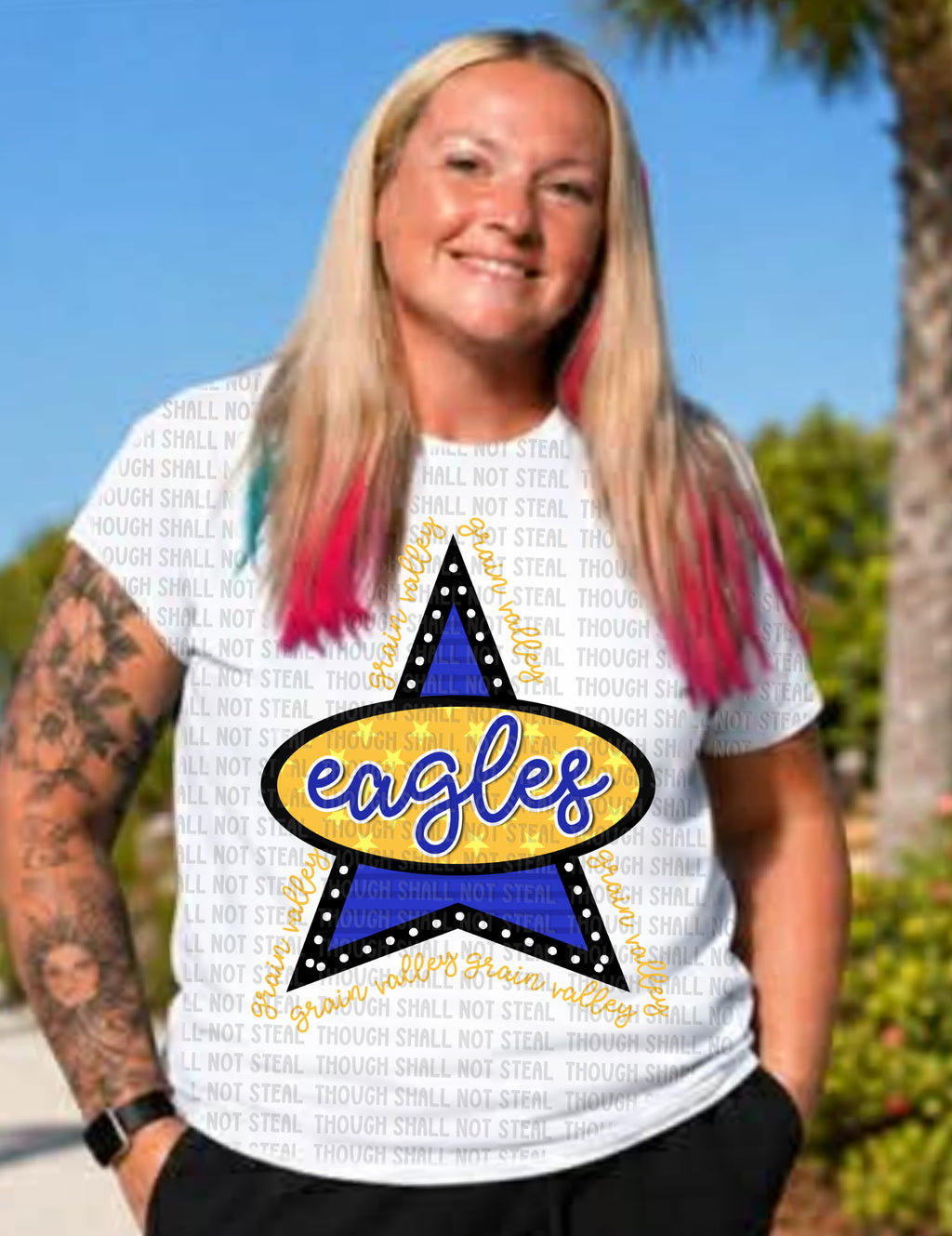 64-34 Eagles - Retro Triangle Logo Completed Tee