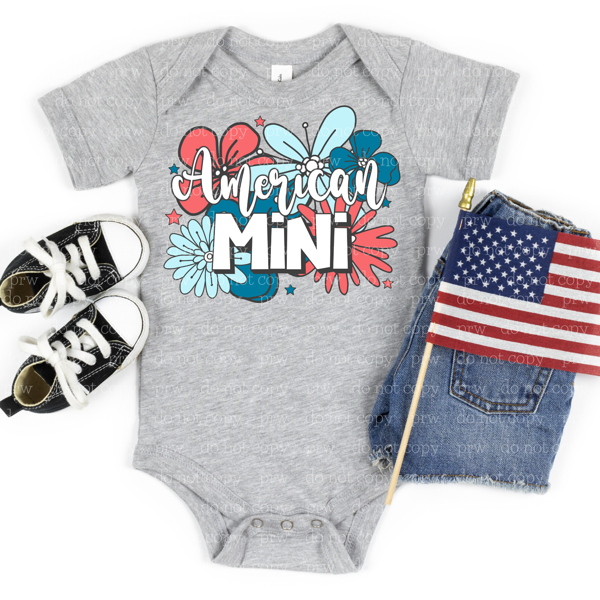 07-29 American Mini Floral DTF Transfer ONLY