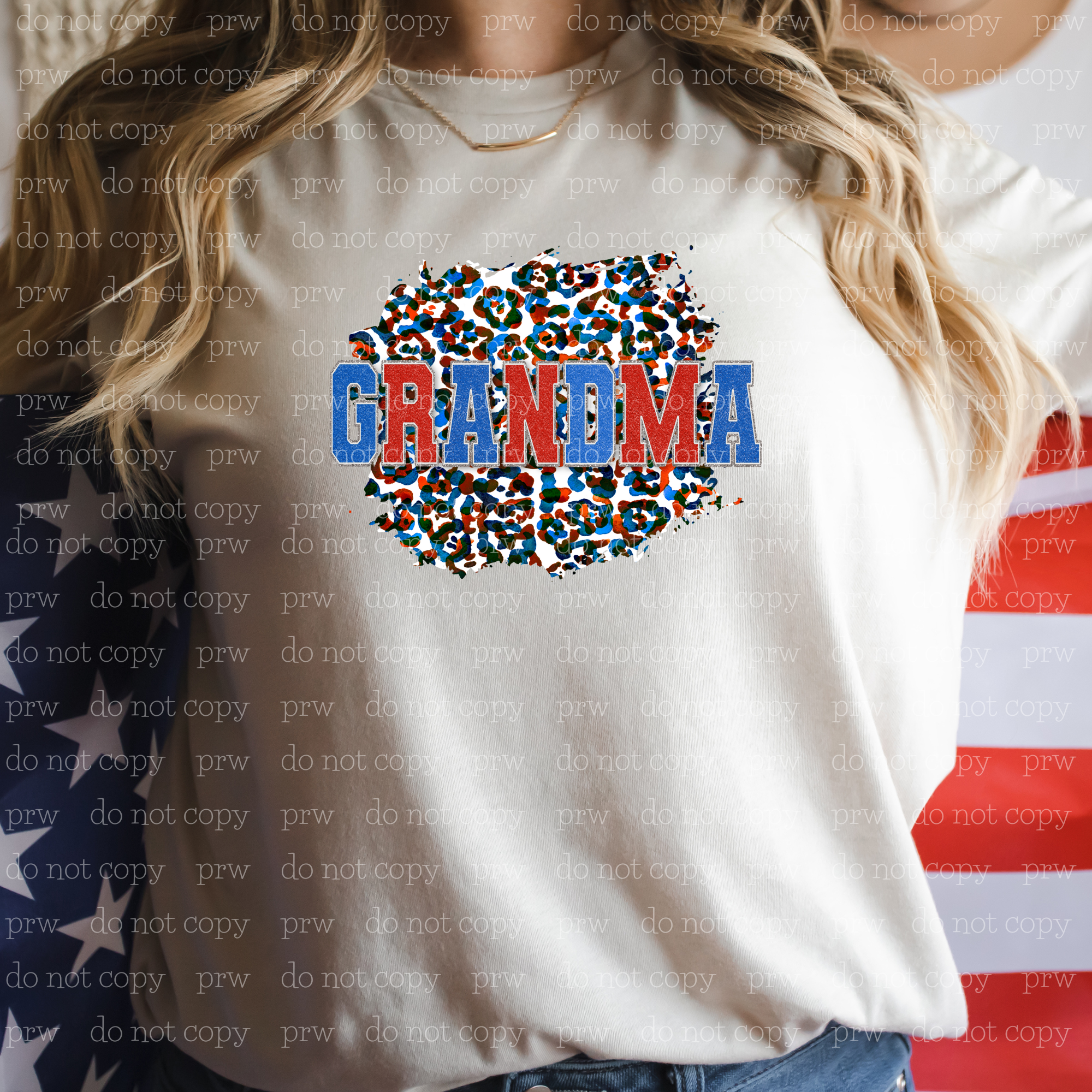 07-32 Grandma Patriotic Cheetah DTF Transfer ONLY