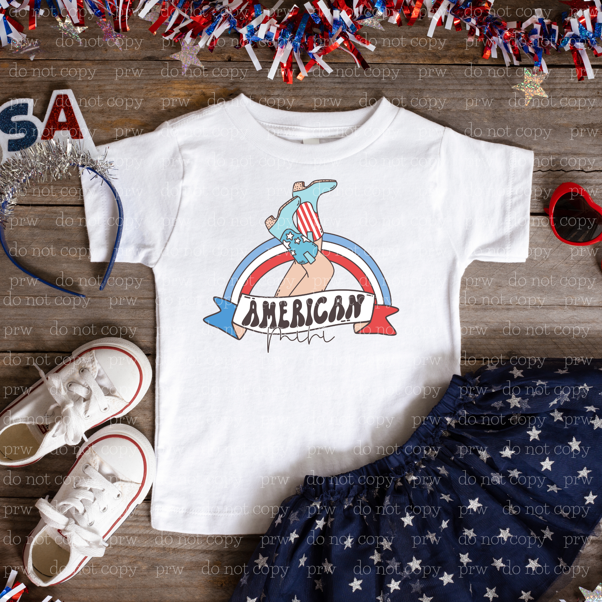 07-43 American Mini Kickin Boots DTF Transfer ONLY