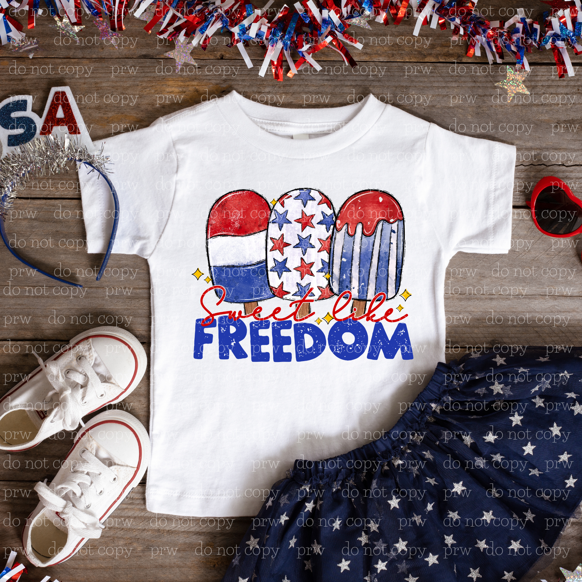 07-45 Popsicles Sweet Like Freedom America  DTF Transfer ONLY