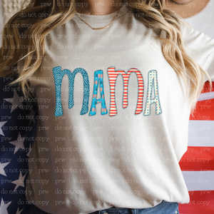 07-50 Mama American Print Embroidered Style DTF Transfer ONLY