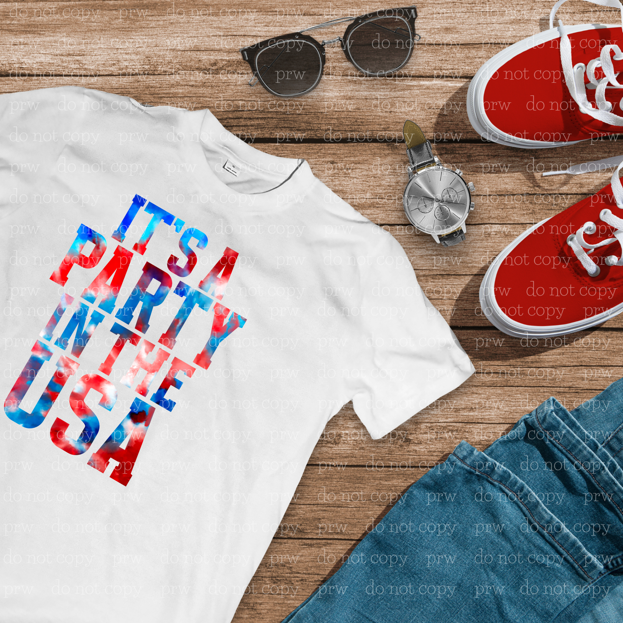 07-56 Party In The USA Tie Dye DTF Transfer ONLY